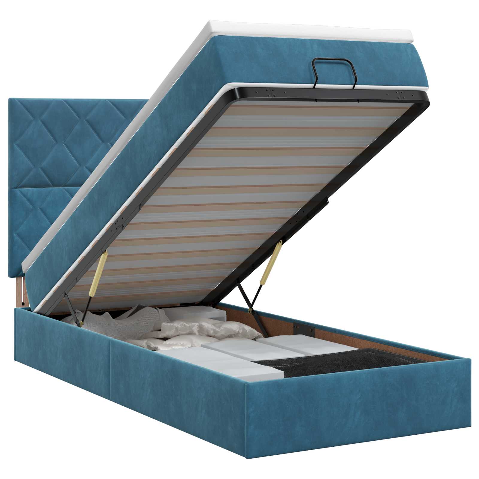 Ottoman bed met matras Donkerblauw 90 x 190 cm Fluweel