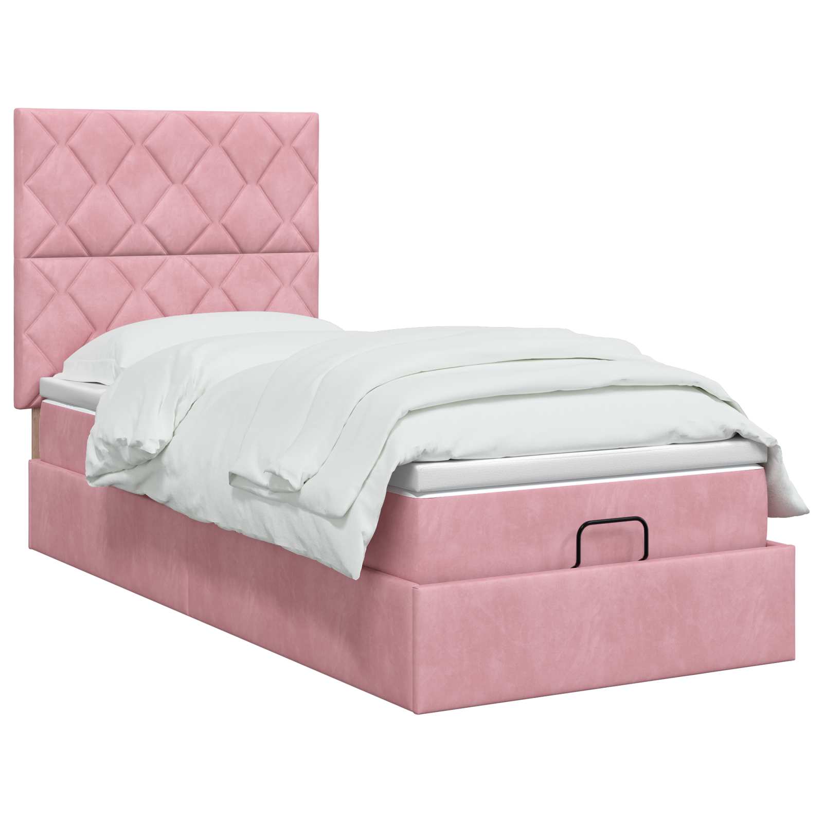 Ottoman bed met matras met hoofdeinde Roze 90 x 190 cm Fluweel – afbeelding 2