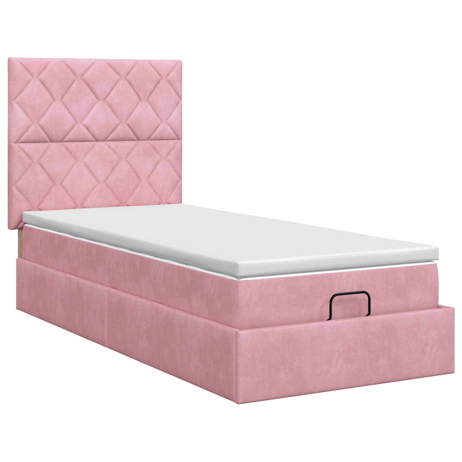 Ottoman bed met matras met hoofdeinde Roze 90 x 190 cm Fluweel – afbeelding 7
