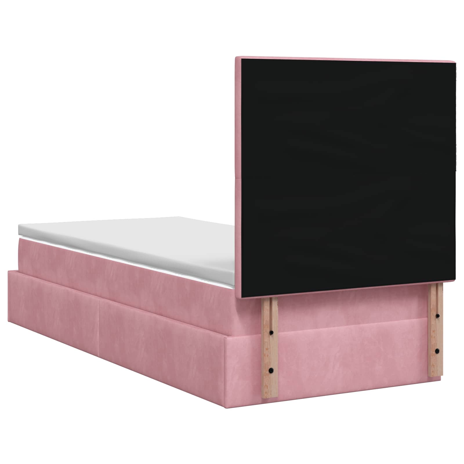 Ottoman bed met matras met hoofdeinde Roze 90 x 190 cm Fluweel – afbeelding 8