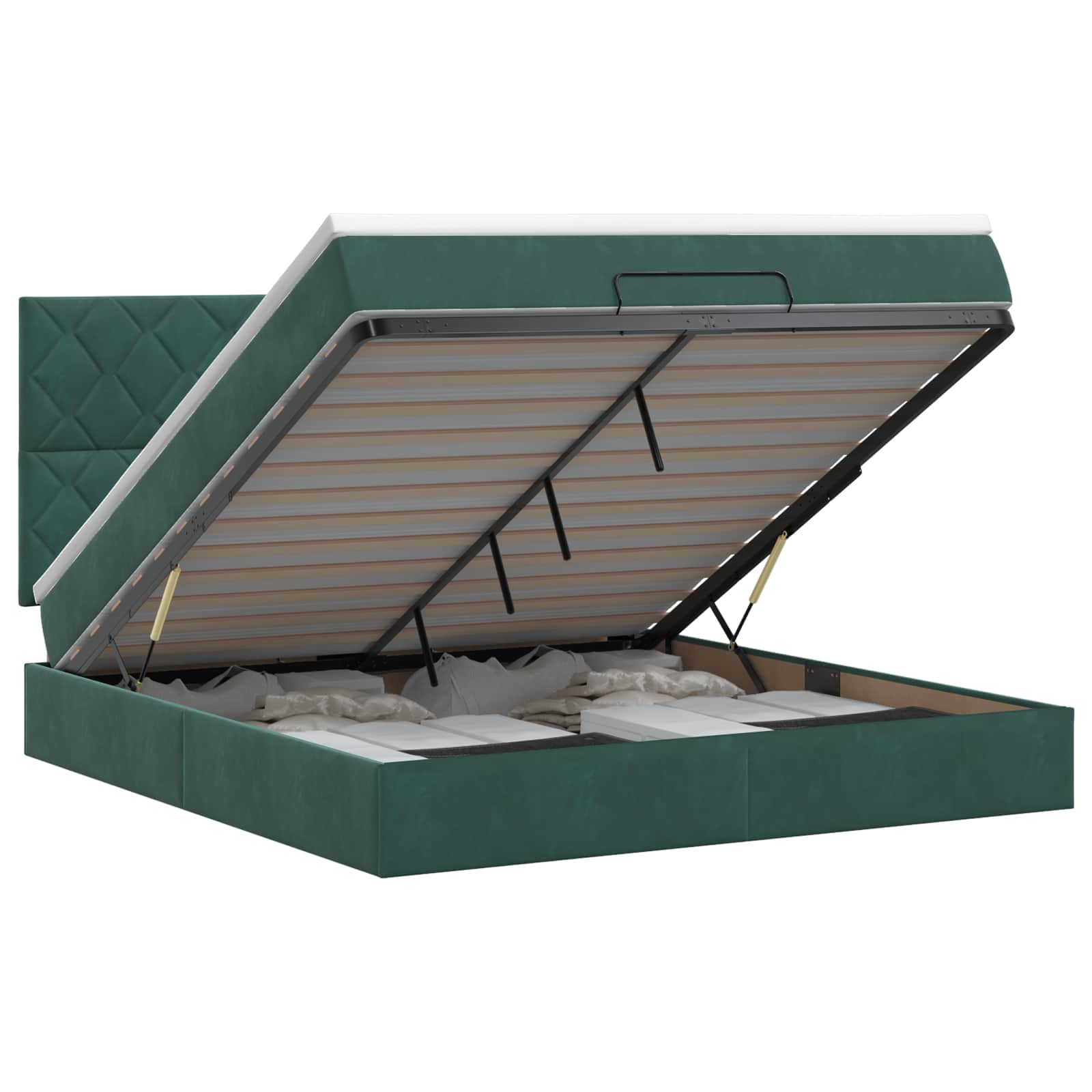 Ottoman bed met matras Donkergroen 140 x 190 cm Fluweel – afbeelding 1