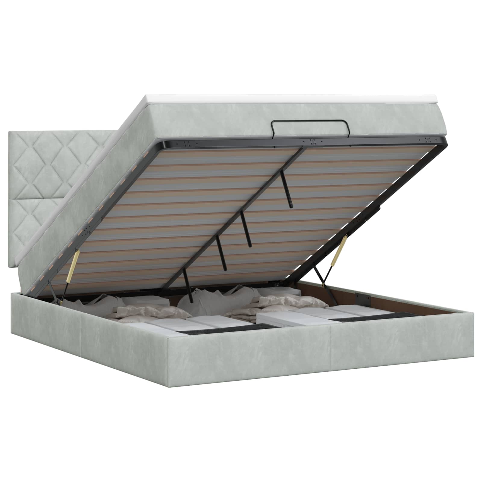 Ottoman bed met matras Lichtgrijs 140 x 200 cm Fluweel – afbeelding 1