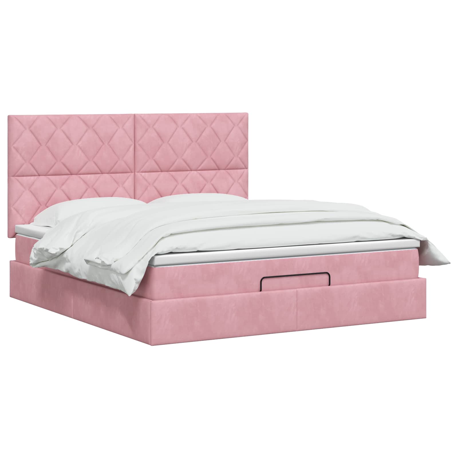 Ottoman bed met matras met hoofdeinde Roze 180 x 200 cm Fluweel – afbeelding 2