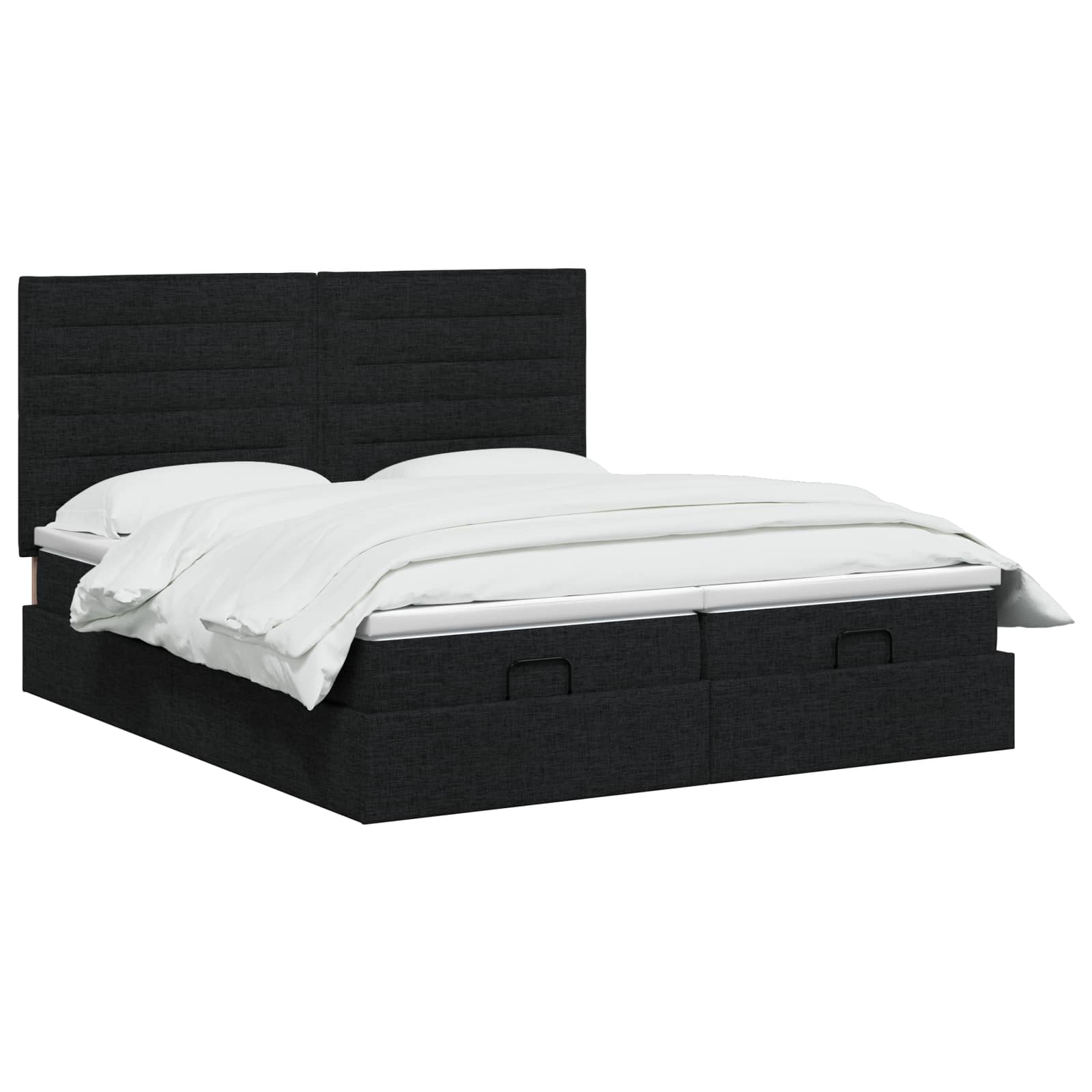 Ottoman bed met matras met hoofdeinde 2 st Zwart Stof – afbeelding 2