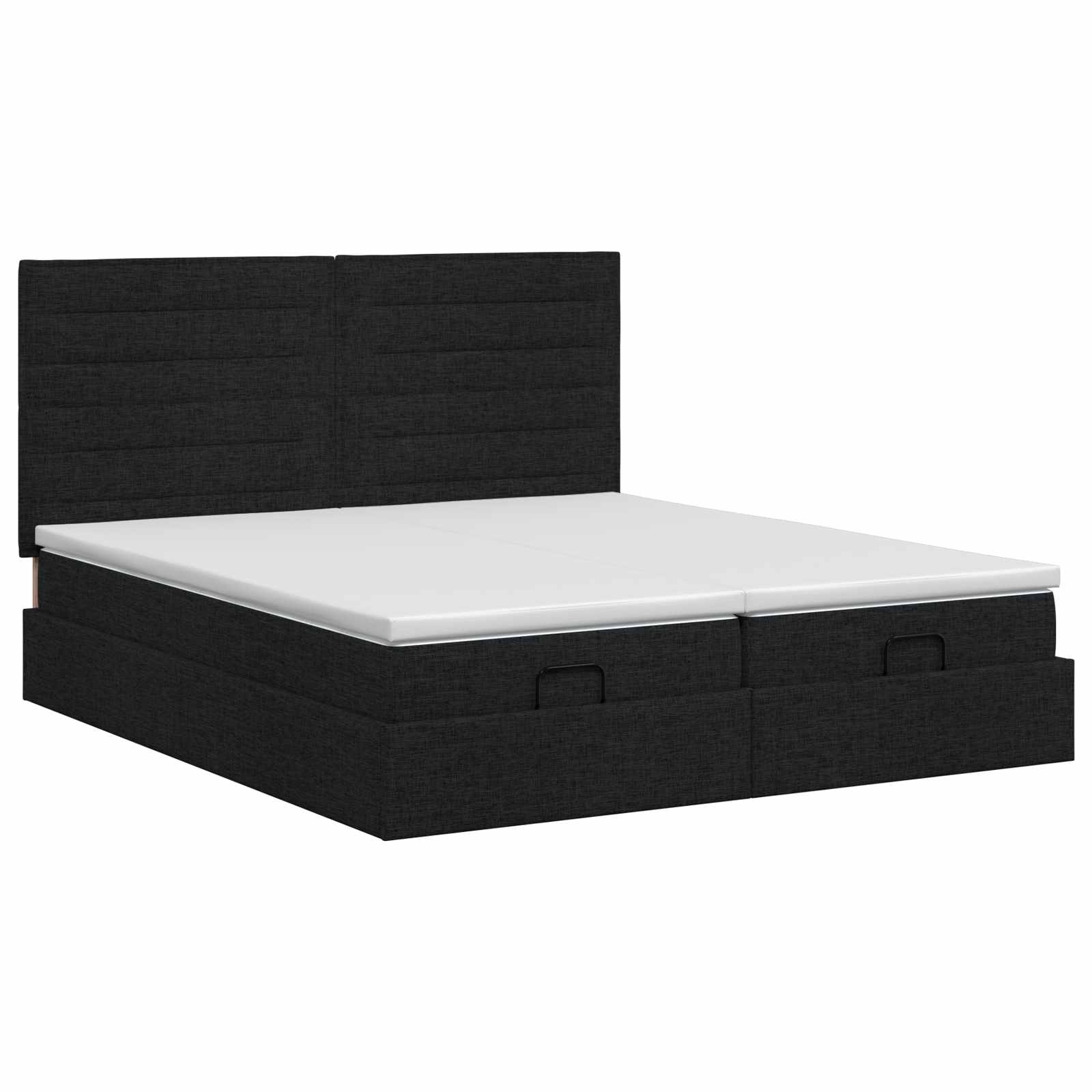 Ottoman bed met matras met hoofdeinde 2 st Zwart Stof – afbeelding 4