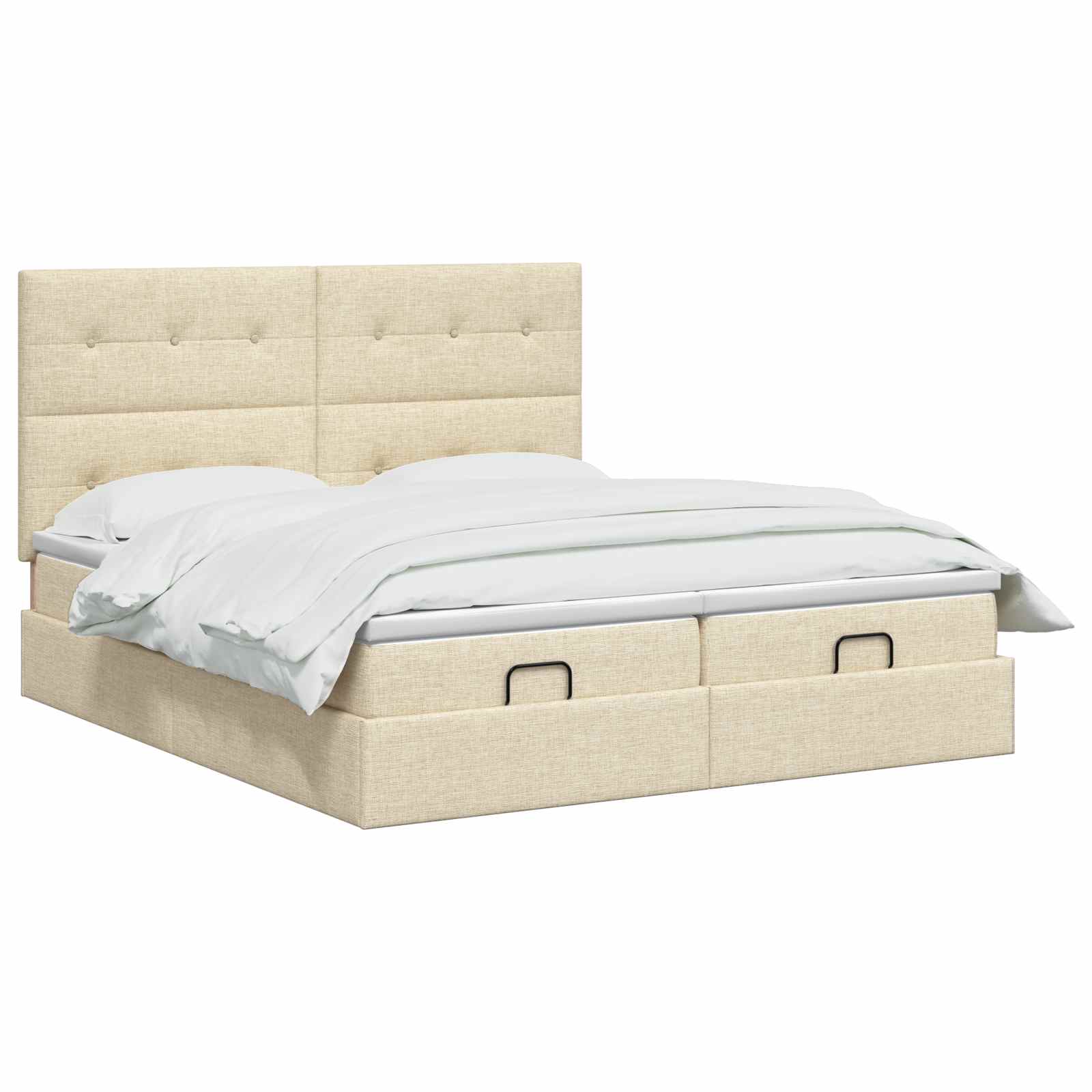 Ottoman bed met matras met hoofdeinde 2 st Crèmekleurig Stof – afbeelding 2