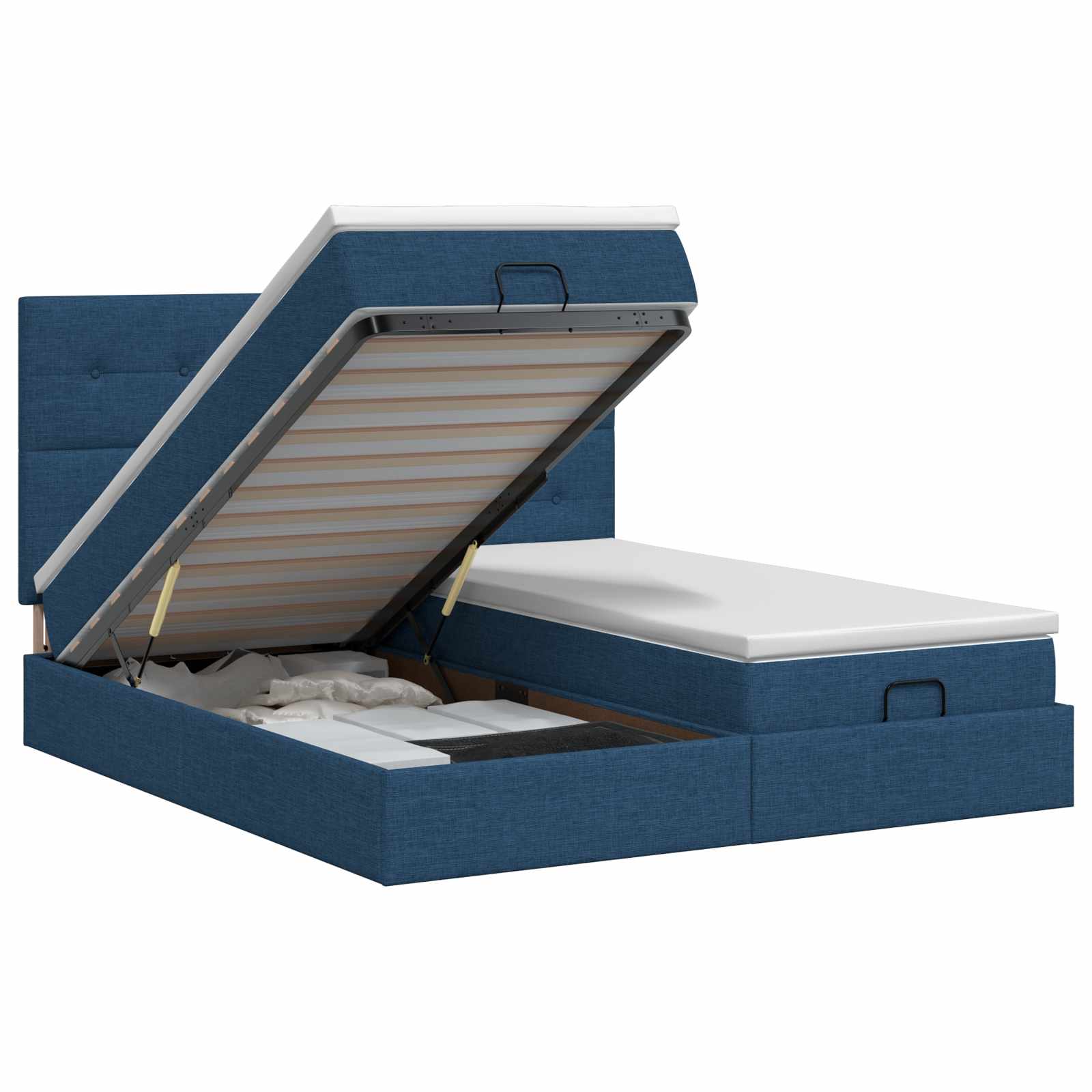 Ottoman bed met matras met hoofdeinde 2 st Blauw Stof – afbeelding 1