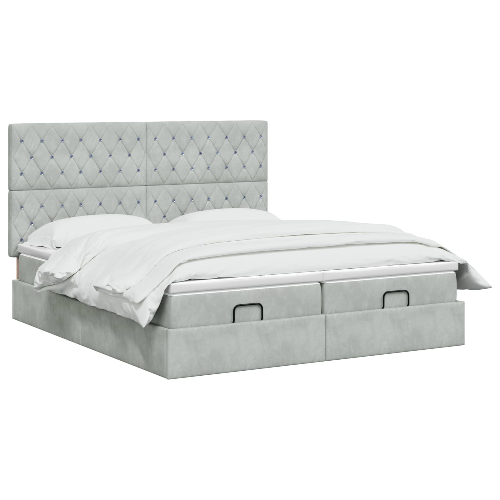 Ottoman bed met matras met hoofdeinde 2 st Lichtgrijs Fluweel – afbeelding 2