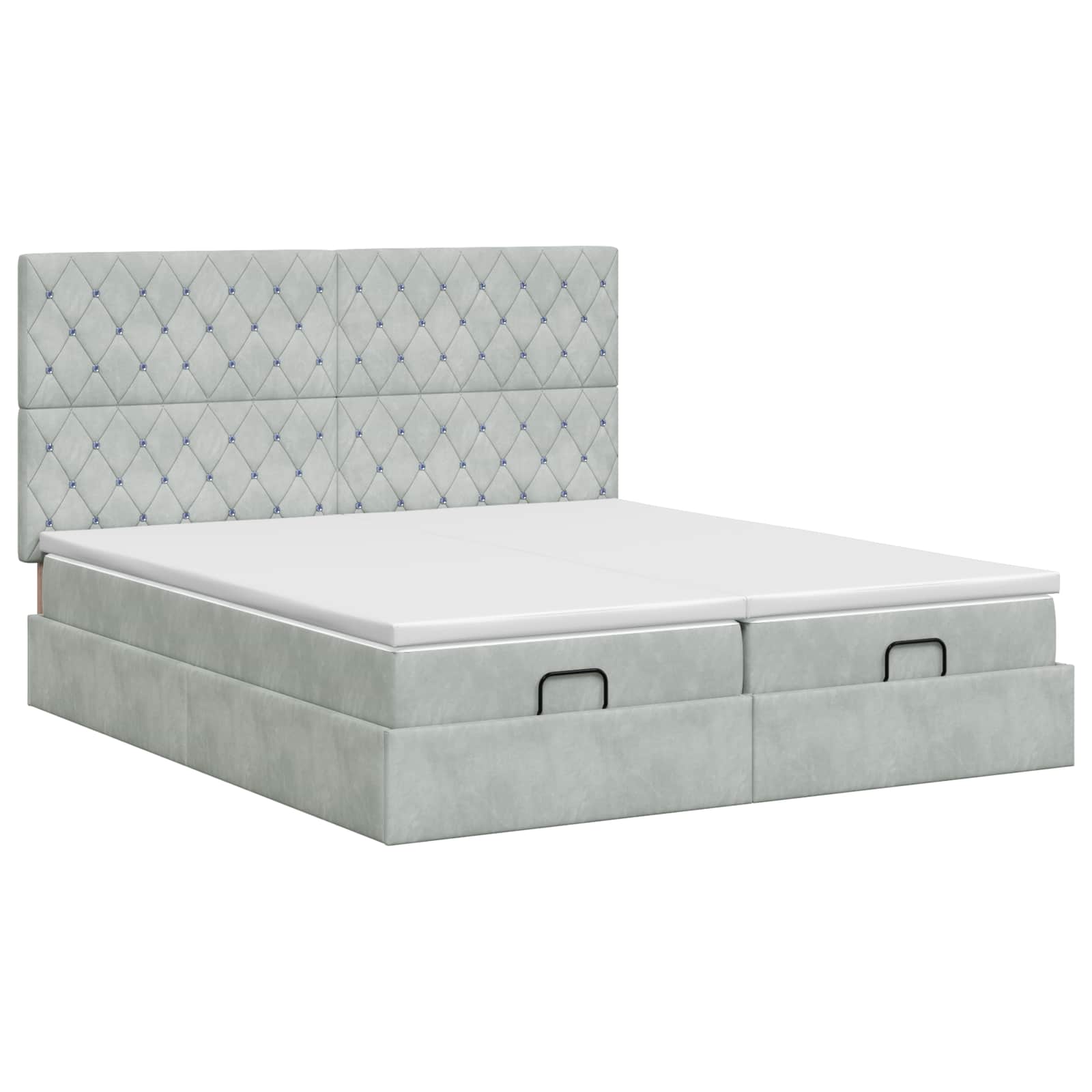 Ottoman bed met matras met hoofdeinde 2 st Lichtgrijs Fluweel – afbeelding 7