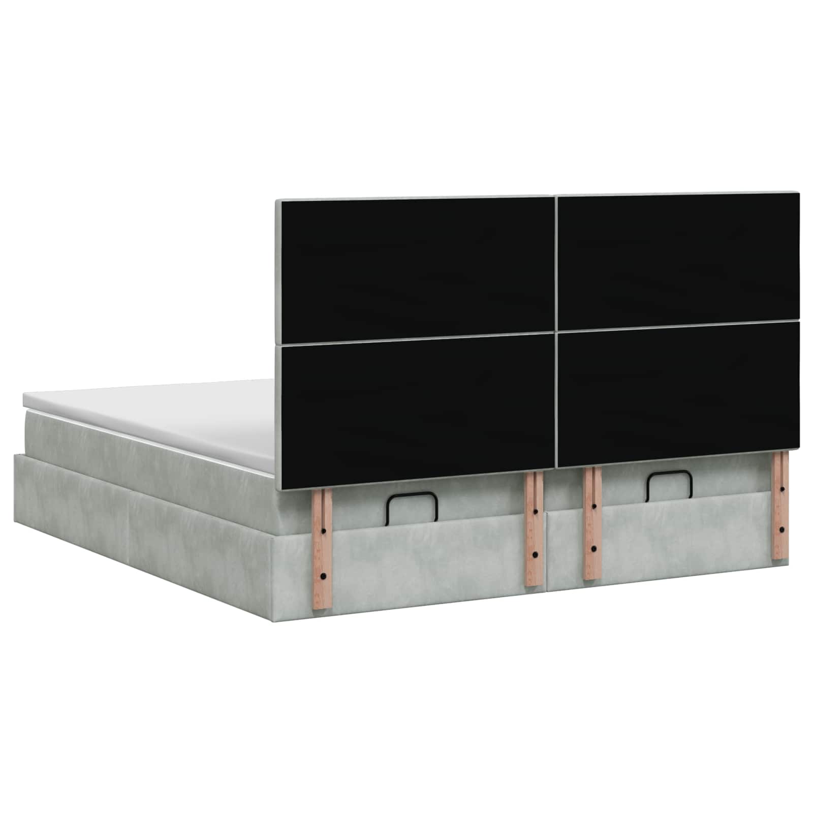 Ottoman bed met matras met hoofdeinde 2 st Lichtgrijs Fluweel – afbeelding 8