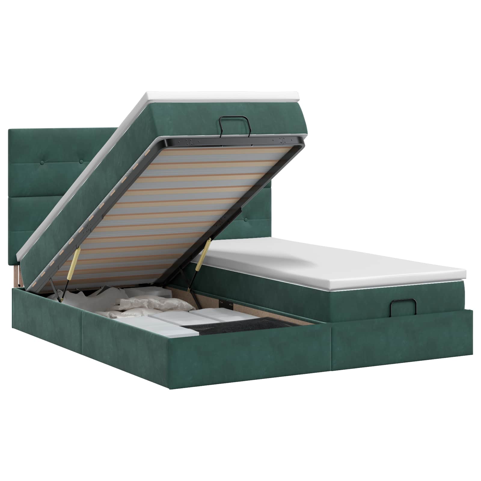 Ottoman bed met matras met hoofdeinde 2 st Donkergroen Fluweel – afbeelding 1