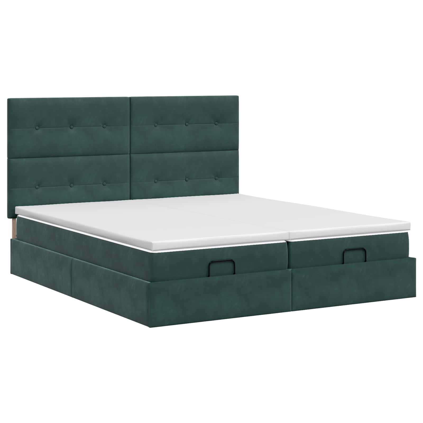 Ottoman bed met matras met hoofdeinde 2 st Donkergroen Fluweel – afbeelding 4