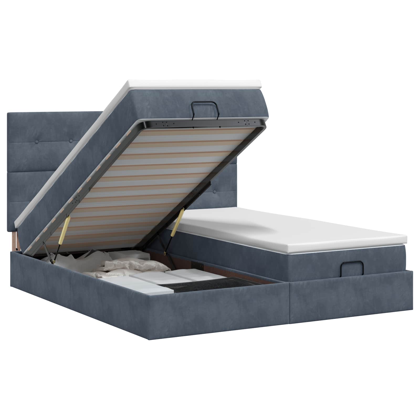 Ottoman bed met matras met hoofdeinde 2 st Donkergrijs Fluweel – afbeelding 1