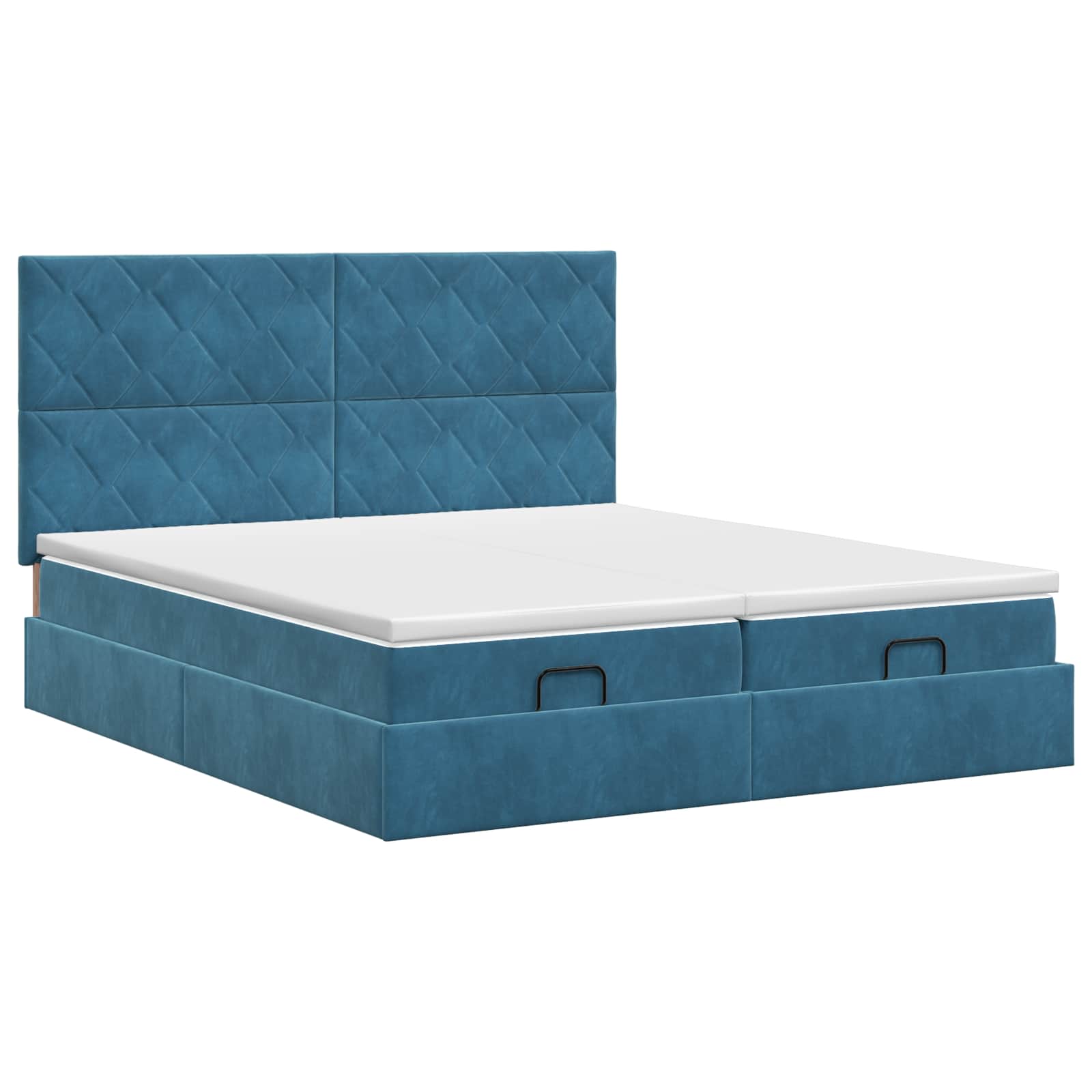 Ottoman bed met matras met hoofdeinde 2 st Donkerblauw Fluweel – afbeelding 4