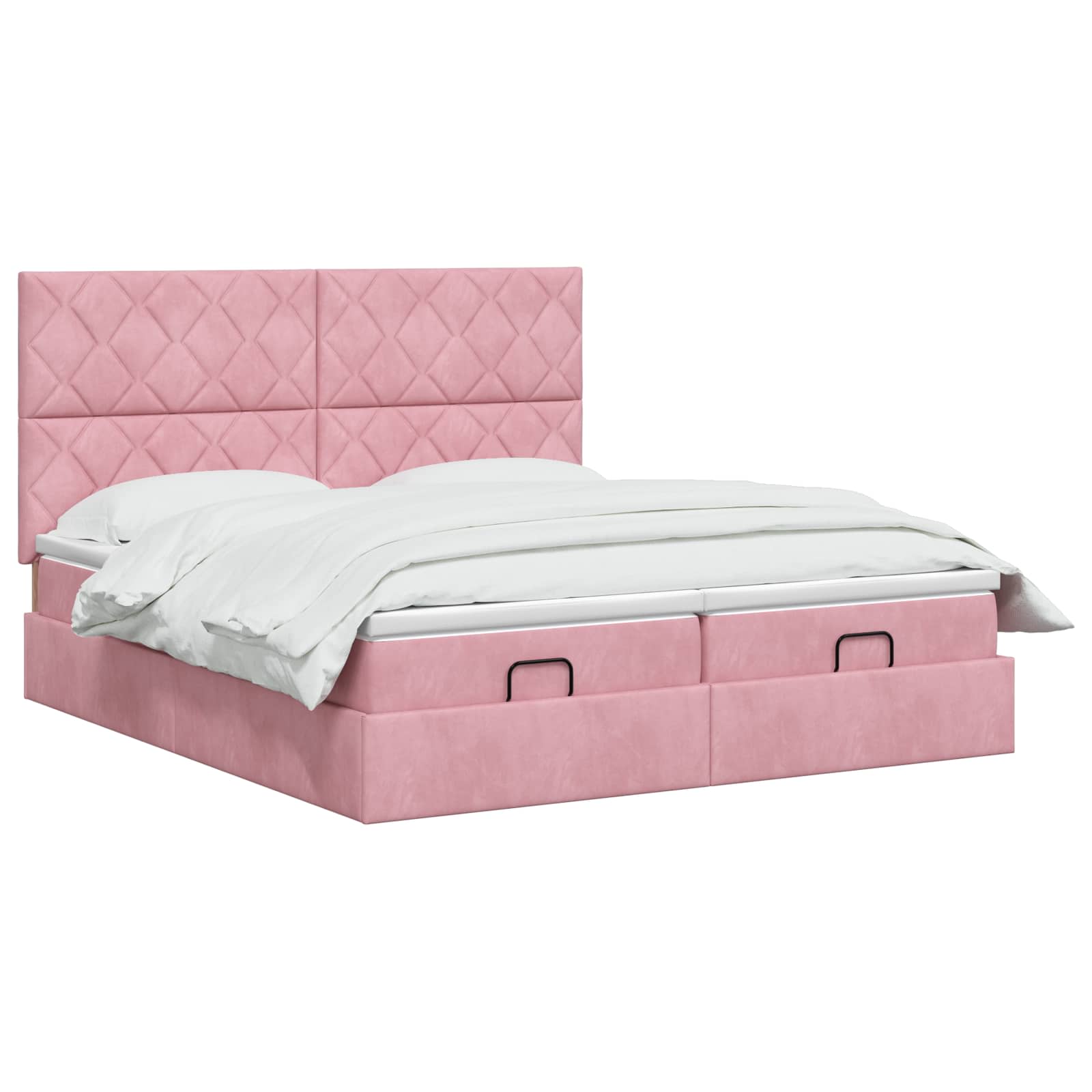 Ottoman bed met matras met hoofdeinde 2 st Roze Fluweel – afbeelding 2
