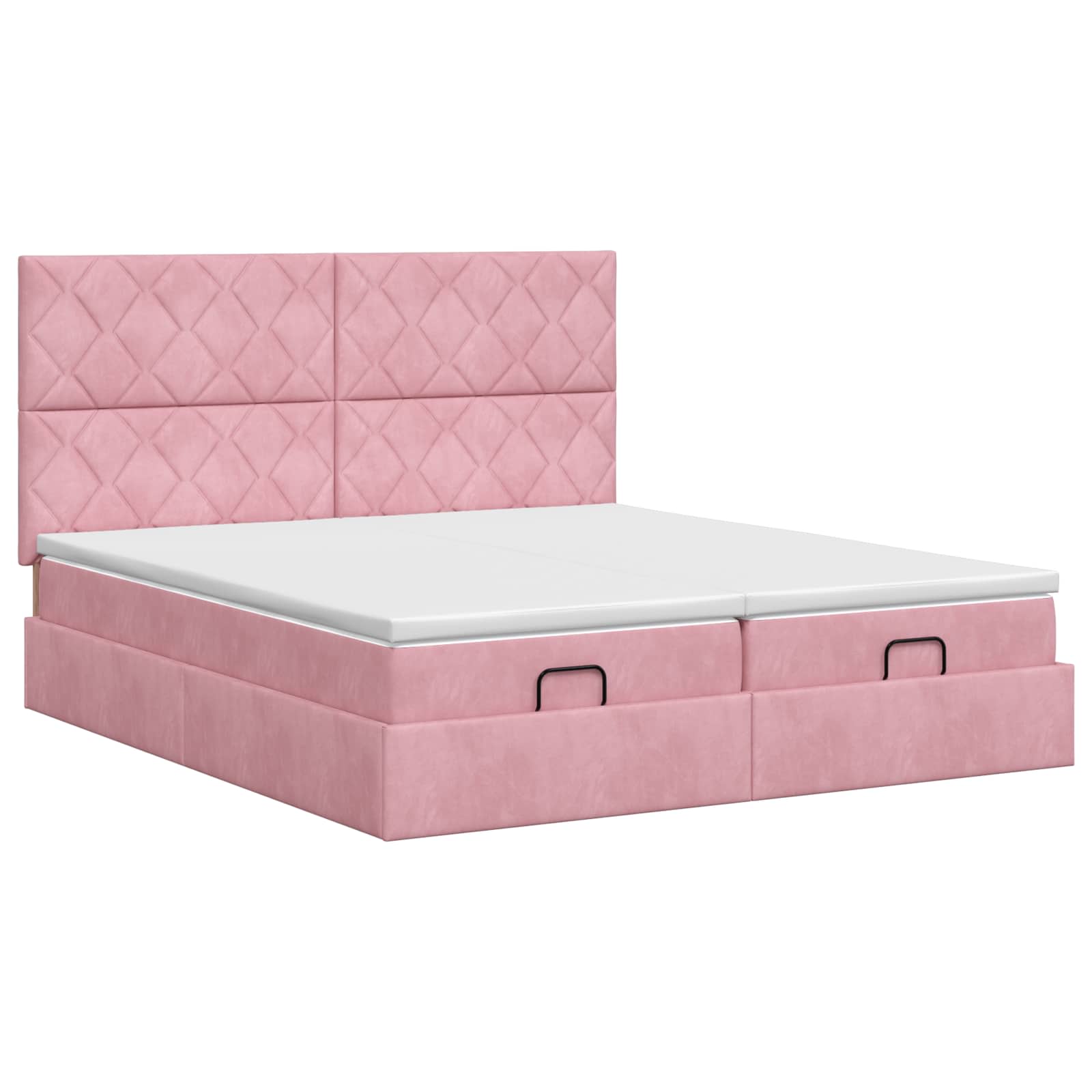 Ottoman bed met matras met hoofdeinde 2 st Roze Fluweel – afbeelding 4