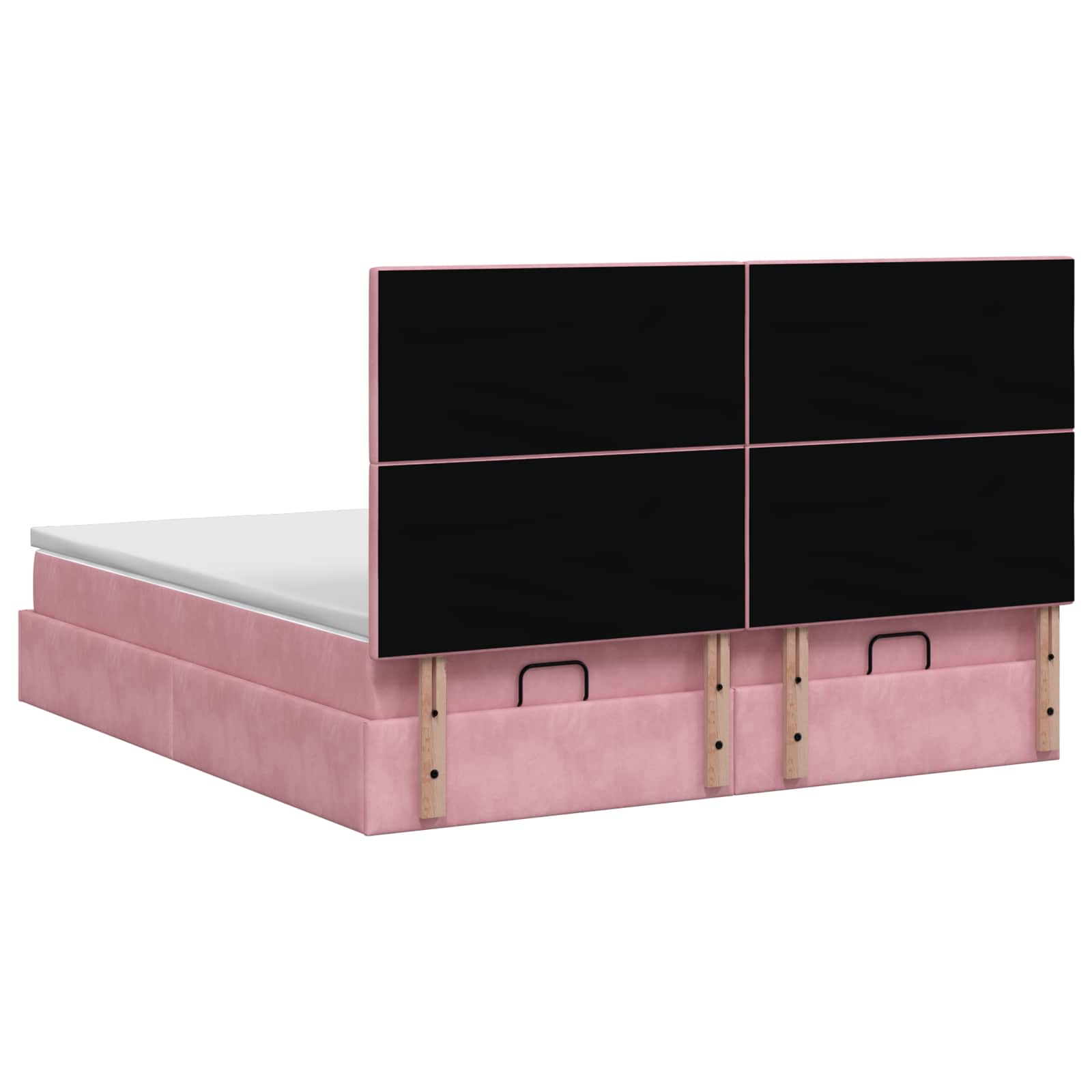 Ottoman bed met matras met hoofdeinde 2 st Roze Fluweel – afbeelding 8