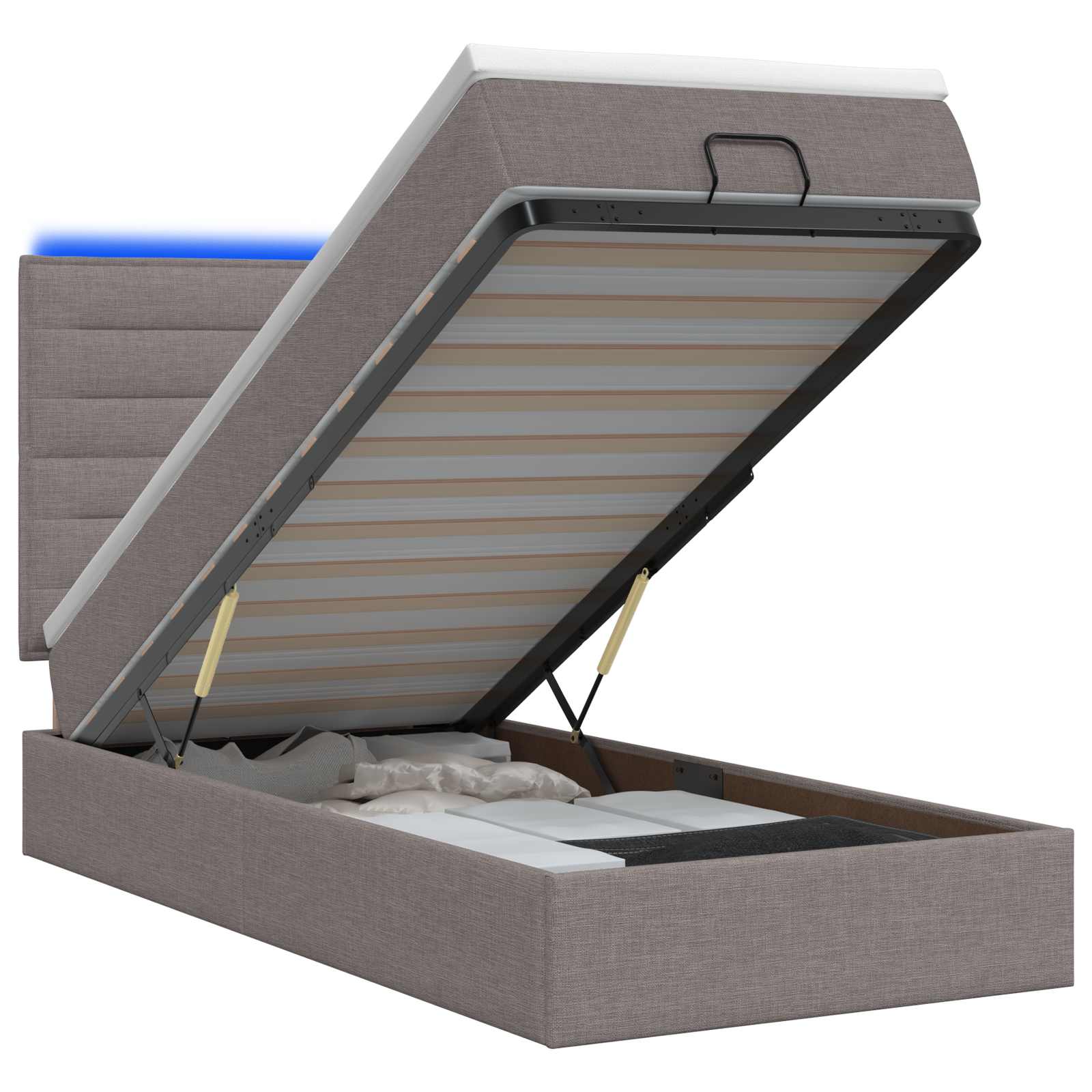 Ottoman Bed met Matrassen en LED Taupe 80 x 200 cm Stof