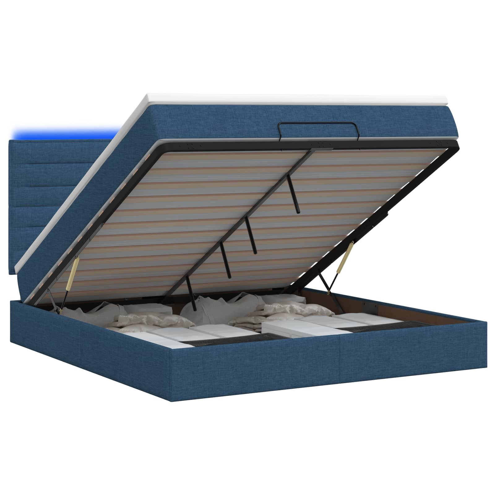 Ottoman Bed met Matrassen en LED Blauw 140 x 190 cm Stof