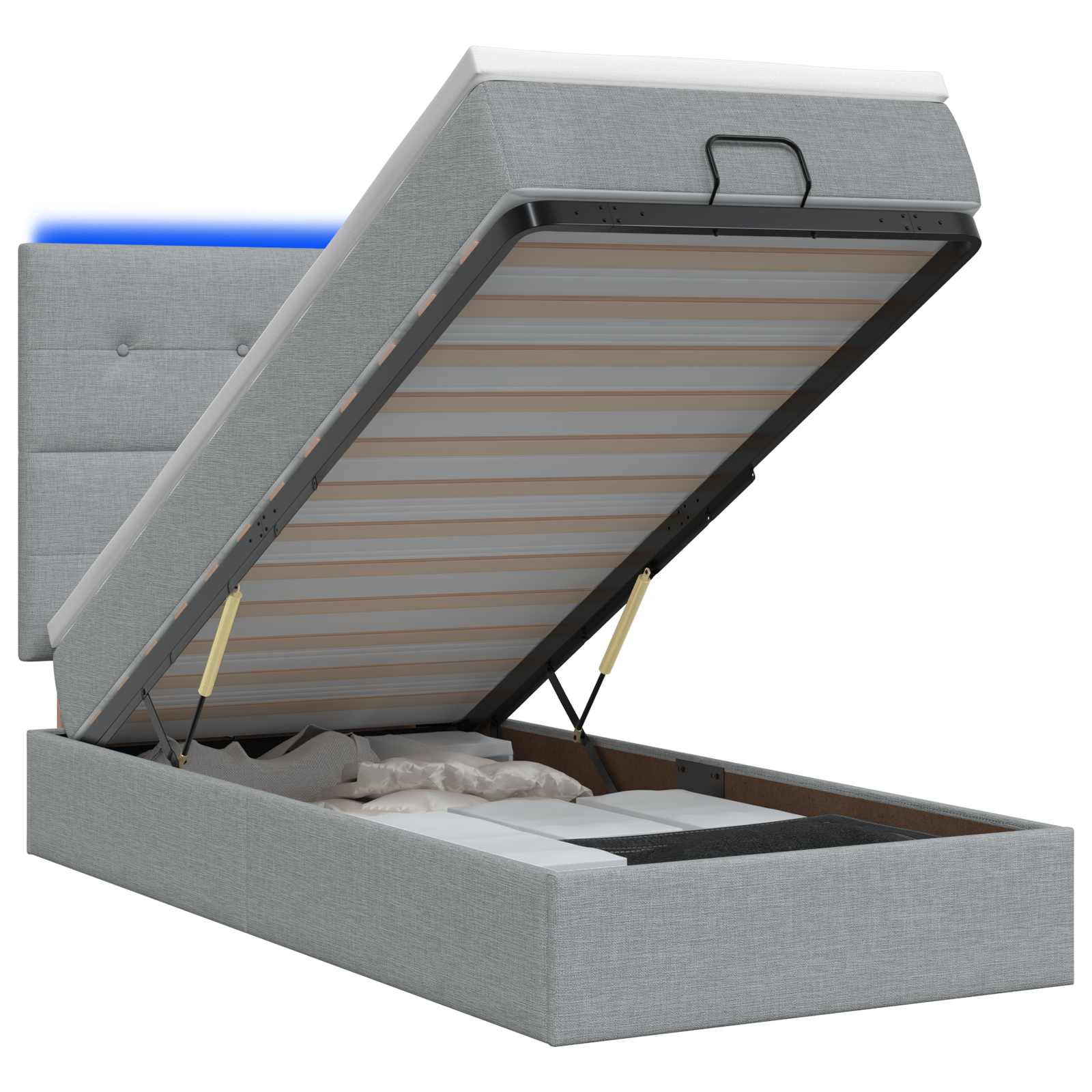 Ottoman Bed met Matrassen en LED Lichtgrijs 80 x 200 cm Stof