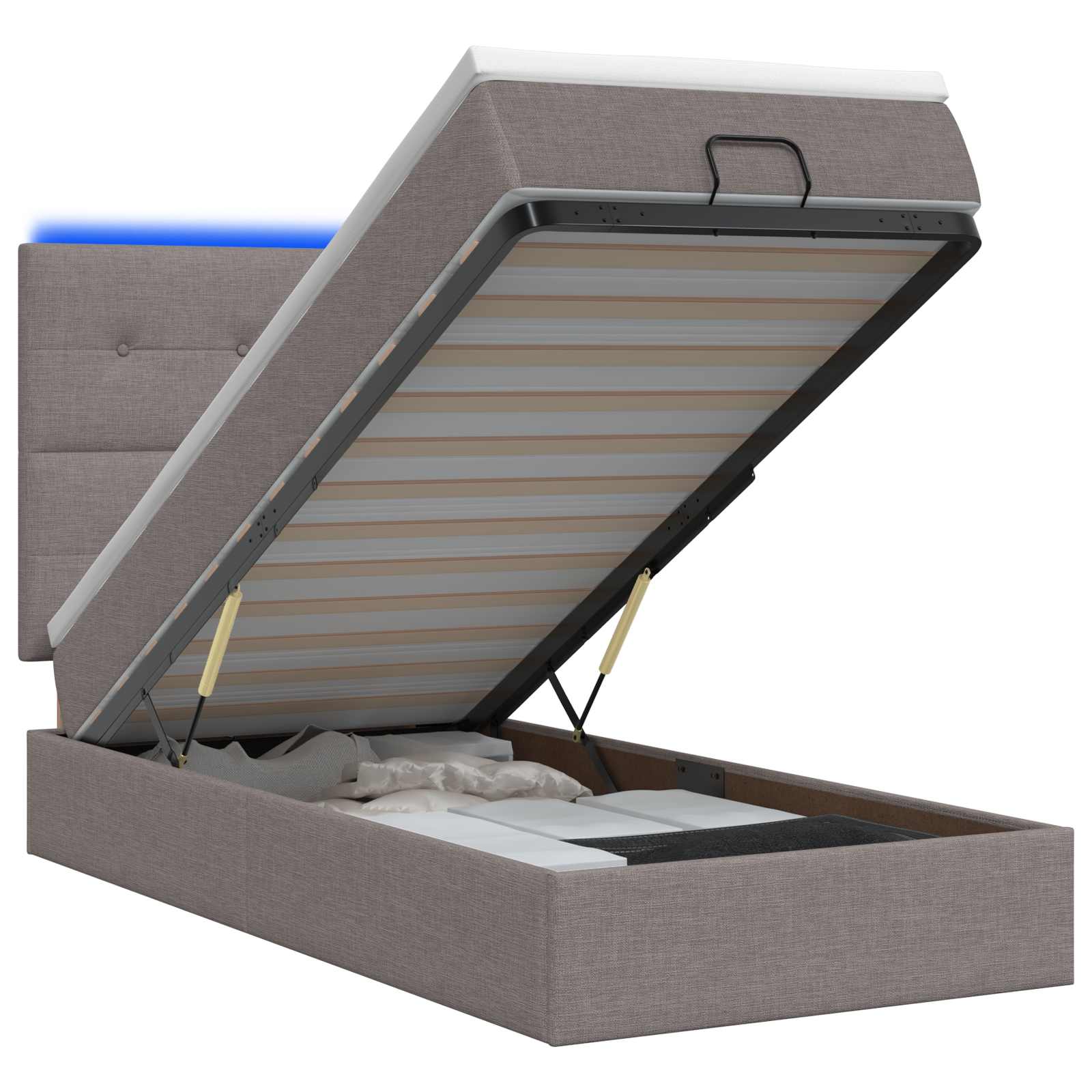Ottoman Bed met Matrassen en LED Taupe 80 x 200 cm Stof