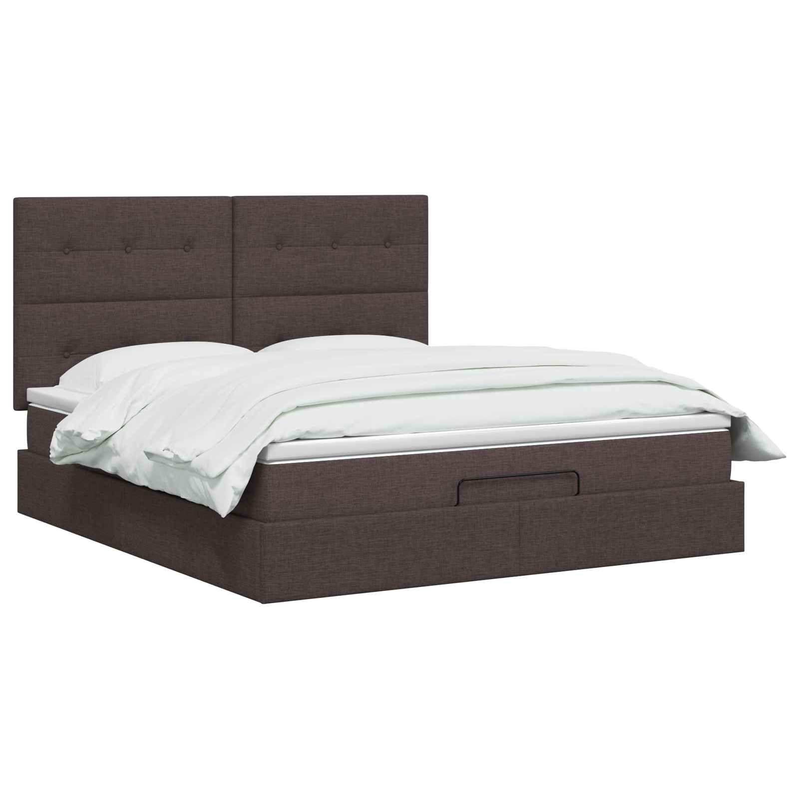 Ottoman Bed met Matrassen en LED Donkerbruin 140 x 190 cm Stof – afbeelding 2