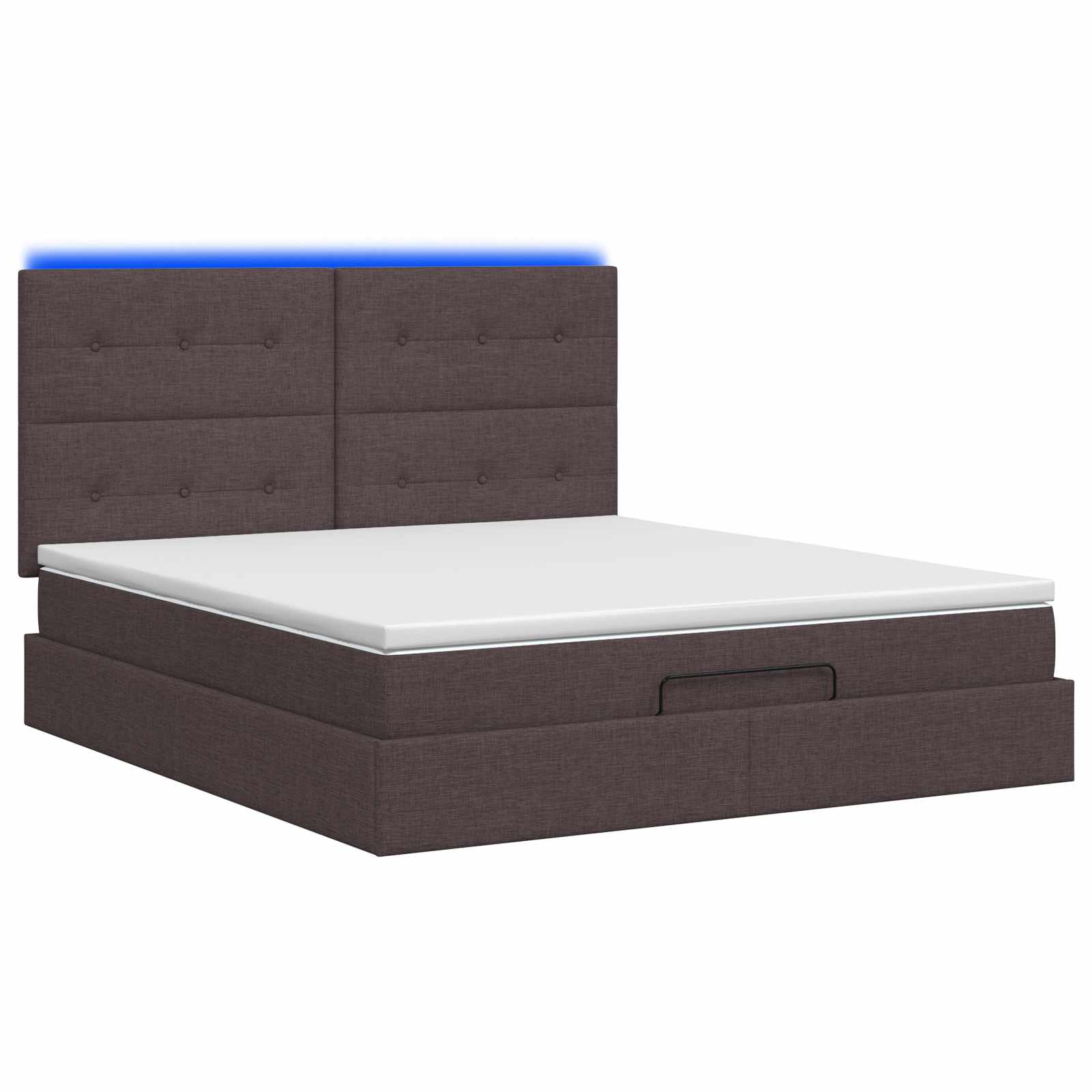 Ottoman Bed met Matrassen en LED Donkerbruin 140 x 190 cm Stof – afbeelding 7