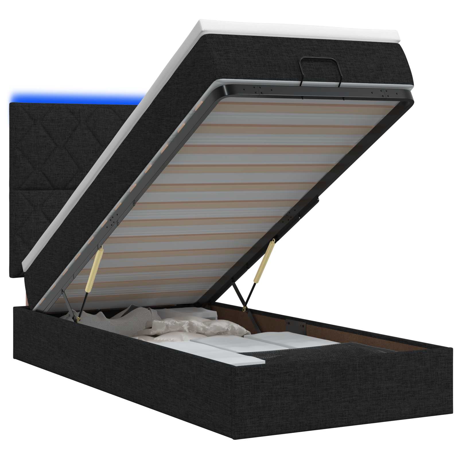 Ottoman Bed met Matrassen en LED Zwart 100 x 200 cm Stof
