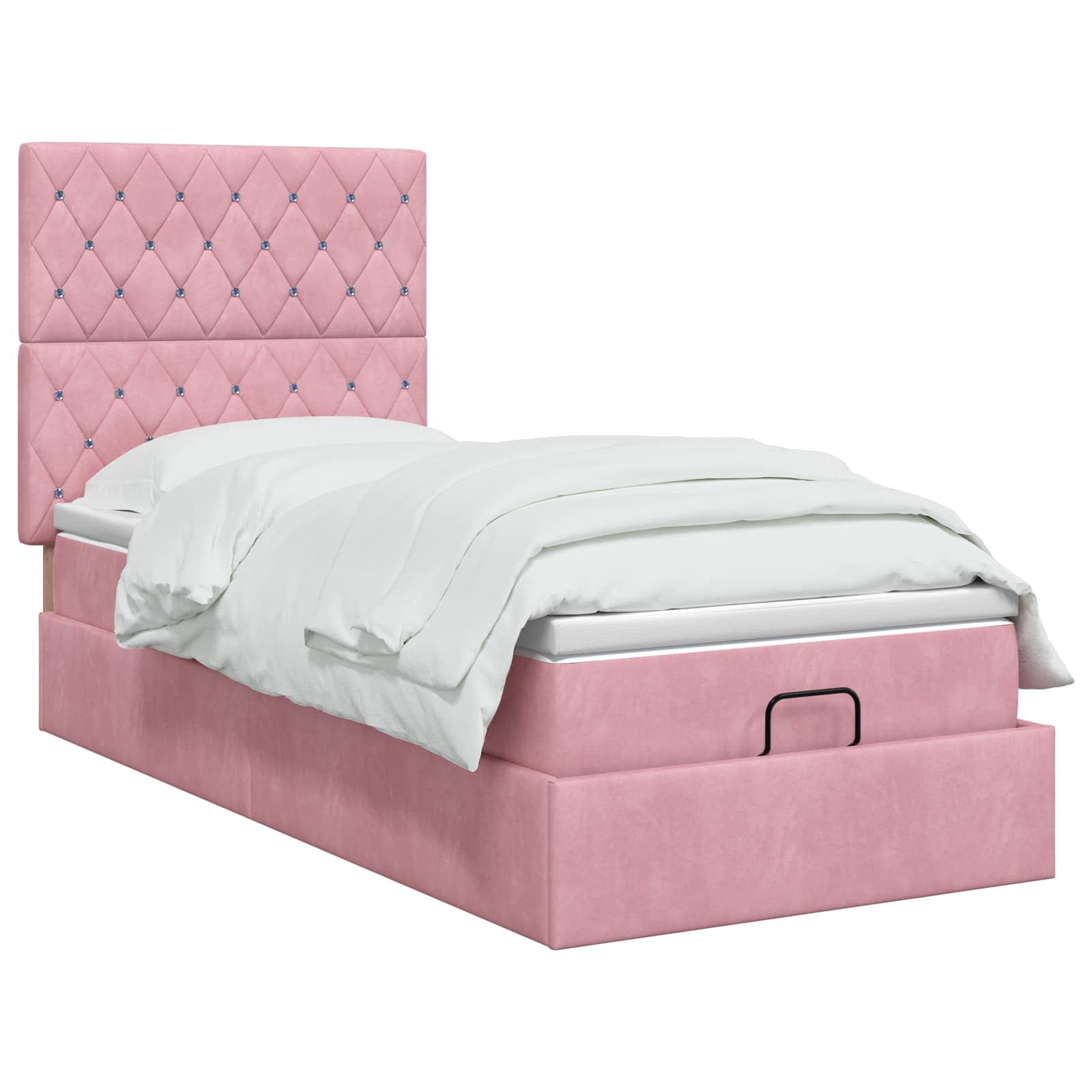 Ottoman Bed met Matrassen en LED Roze 100 x 200 cm fluweel – afbeelding 2