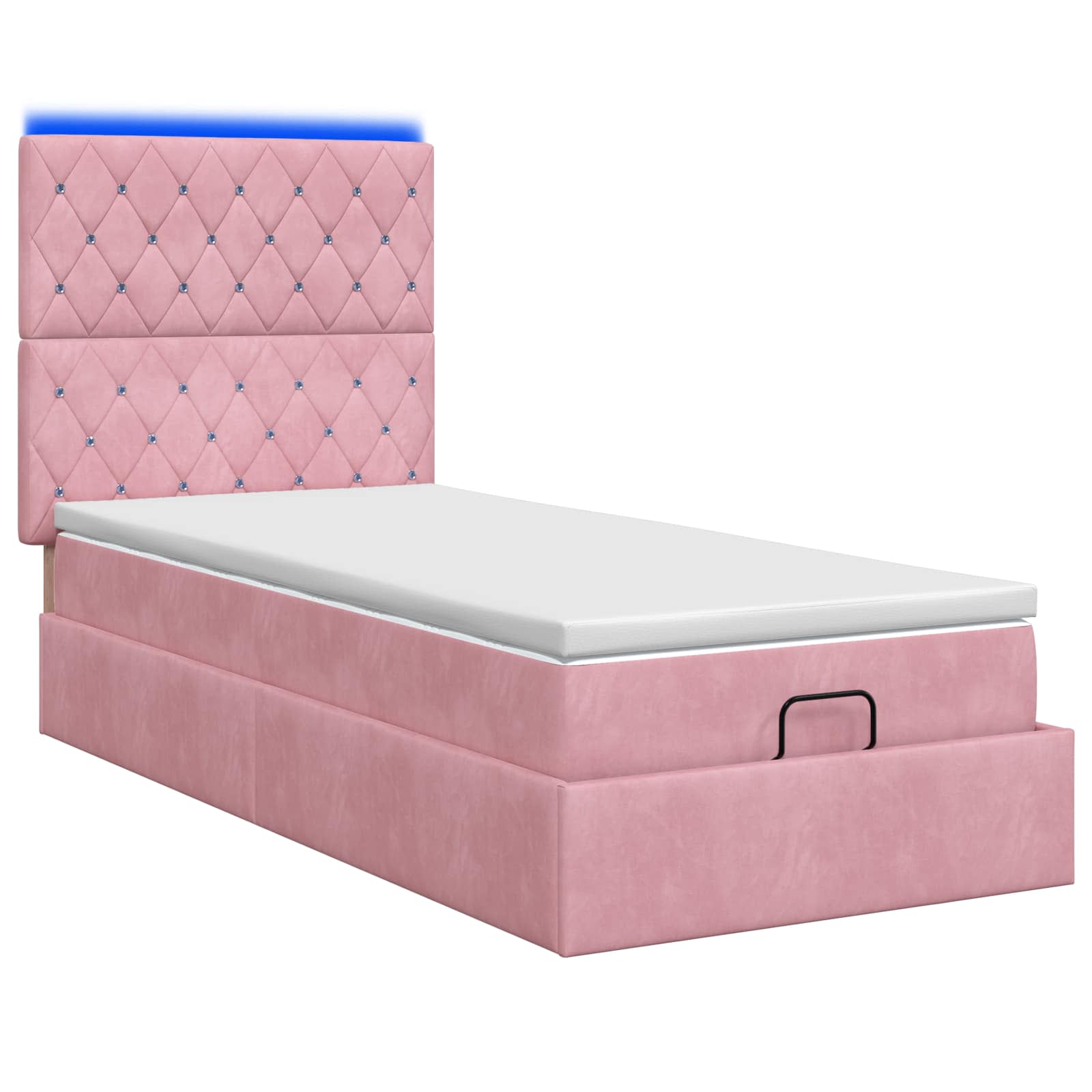 Ottoman Bed met Matrassen en LED Roze 100 x 200 cm fluweel – afbeelding 7