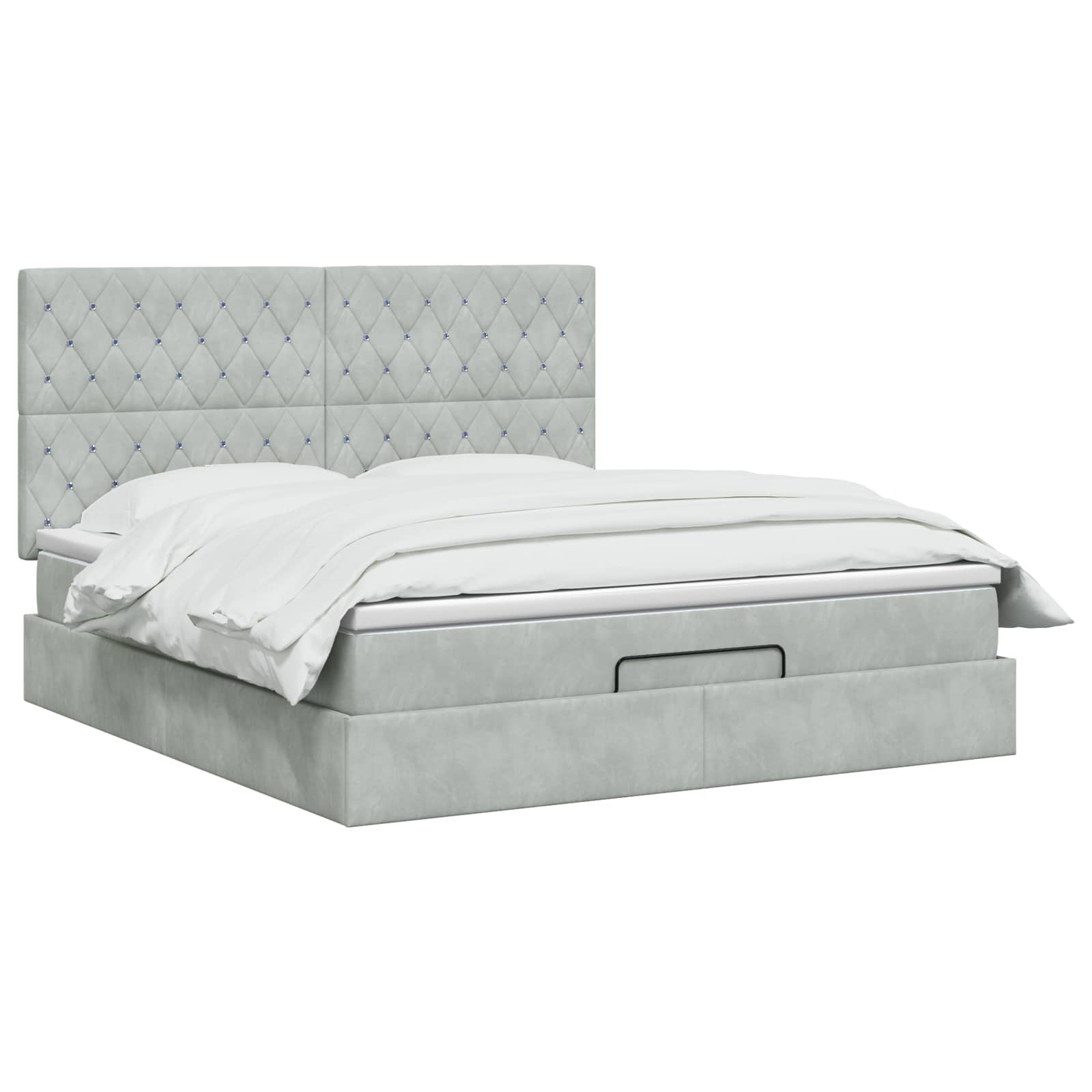 Ottoman Bed met Matrassen en LED Lichtgrijs 160 x 200 cm – afbeelding 2