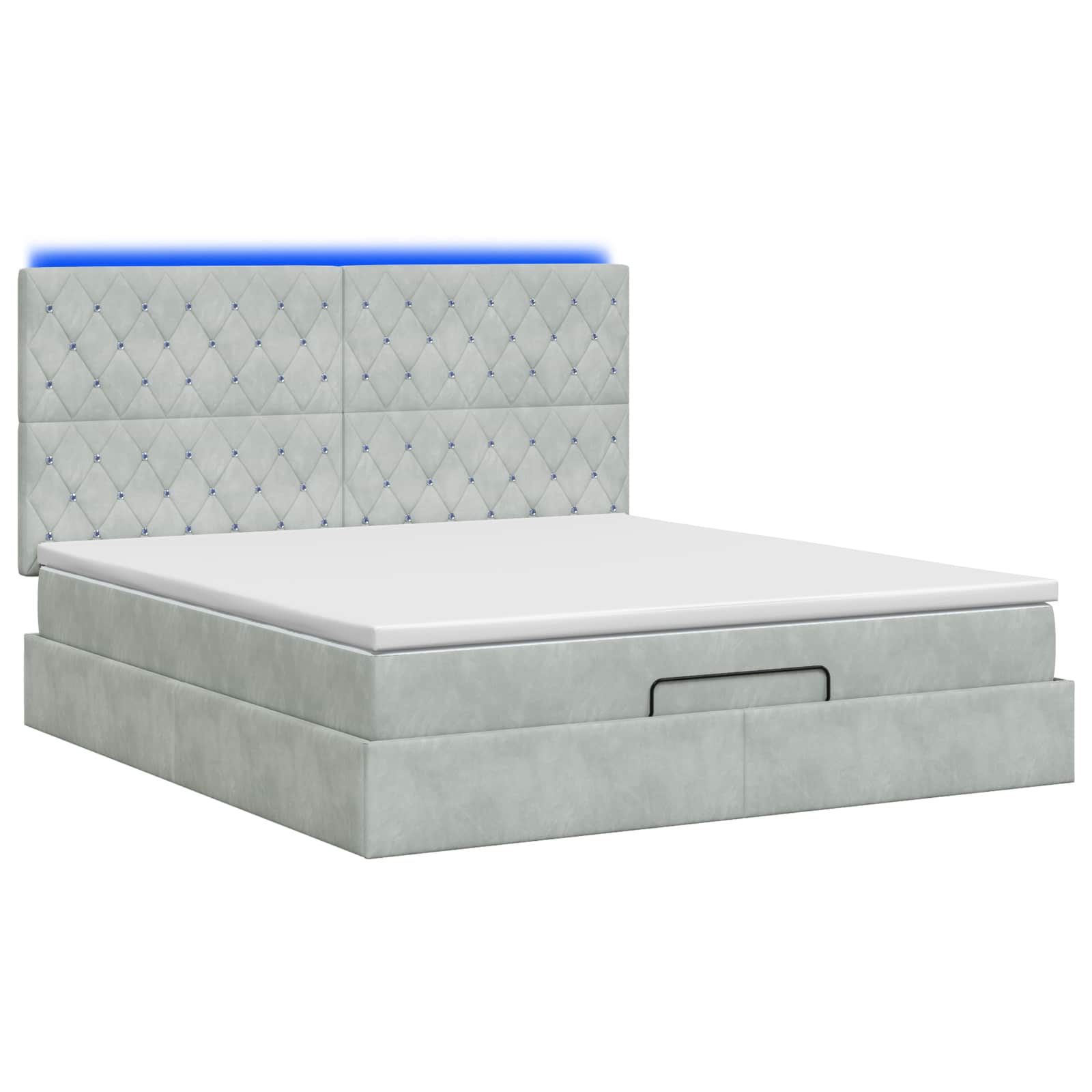 Ottoman Bed met Matrassen en LED Lichtgrijs 160 x 200 cm – afbeelding 7