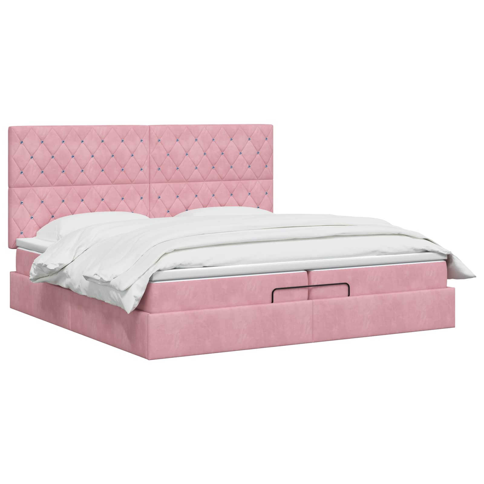 Ottoman Bed met Matrassen en LED Roze 200 x 200 cm fluweel – afbeelding 2