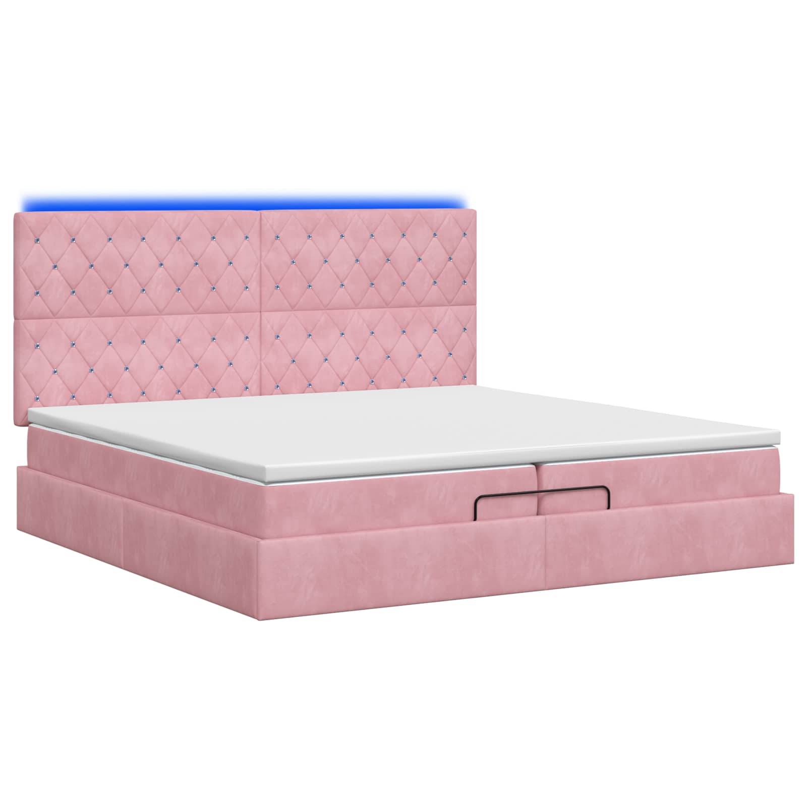 Ottoman Bed met Matrassen en LED Roze 200 x 200 cm fluweel – afbeelding 7