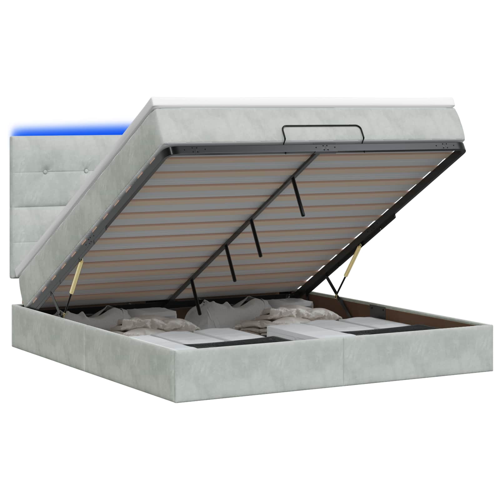 Ottoman Bed met Matrassen en LED Lichtgrijs 140 x 190 cm
