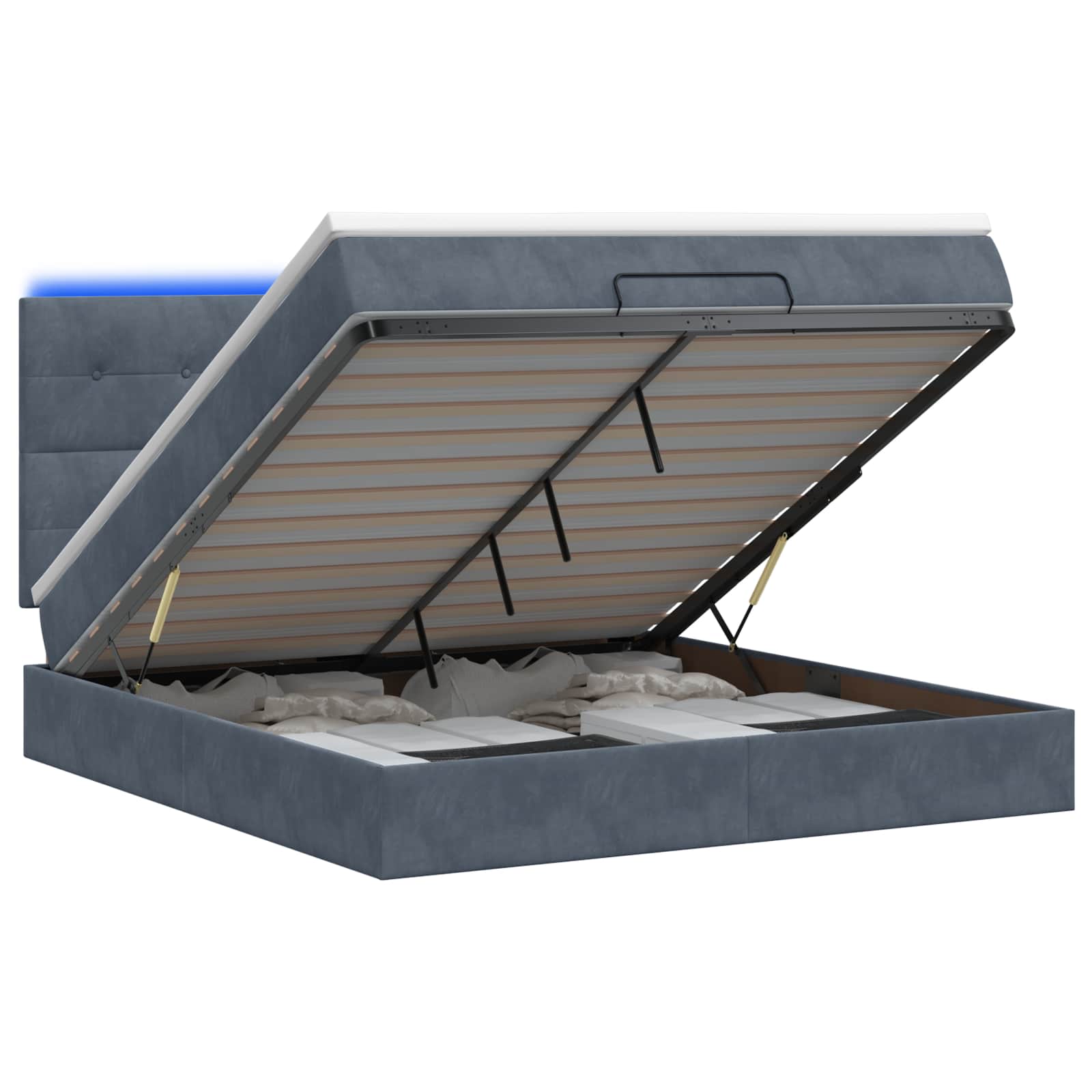 Ottoman Bed met Matrassen en LED Donkergrijs 180 x 200 cm