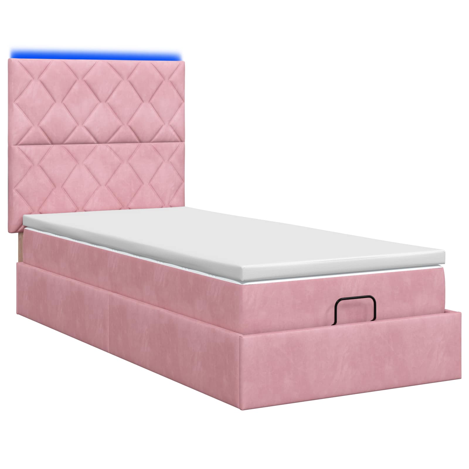 Ottoman Bed met Matrassen en LED Roze 90 x 190 cm fluweel – afbeelding 7