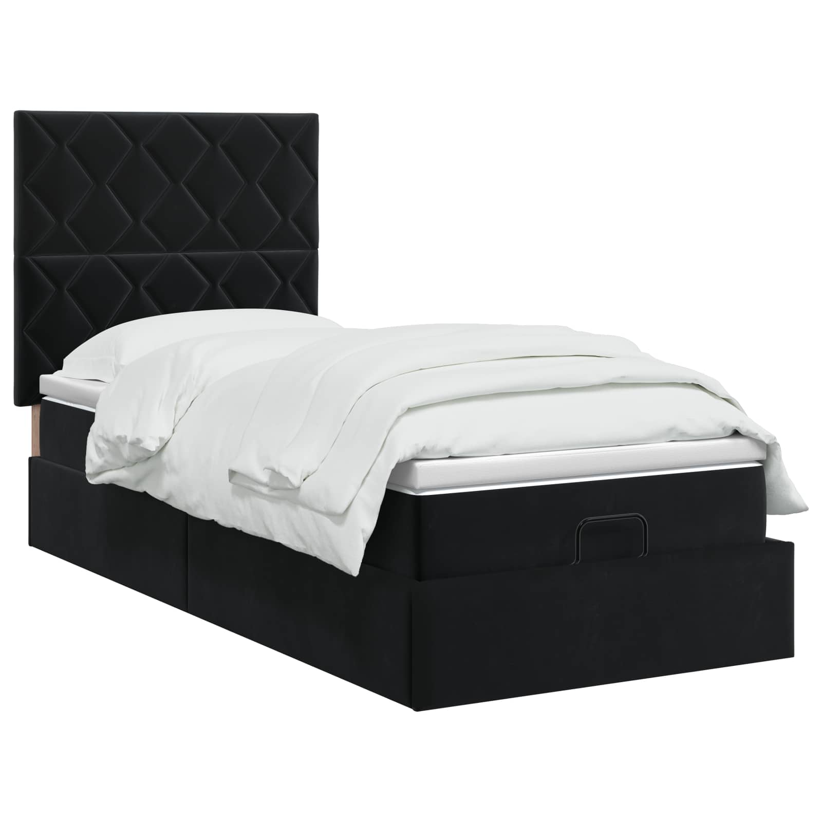 Ottoman Bed met Matrassen en LED Zwart 90 x 200 cm fluweel – afbeelding 2