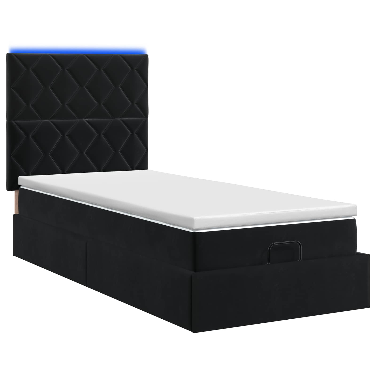 Ottoman Bed met Matrassen en LED Zwart 90 x 200 cm fluweel – afbeelding 7