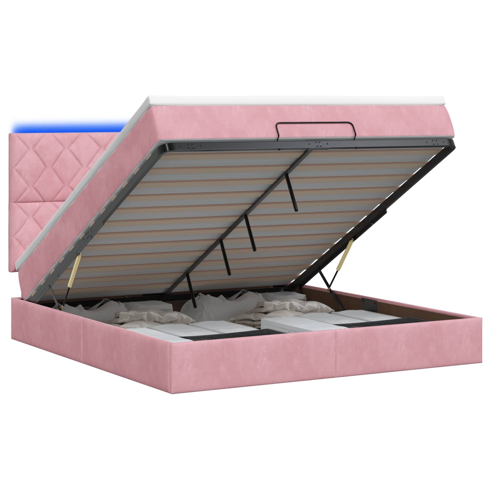 Ottoman Bed met Matrassen en LED Roze 180 x 200 cm fluweel