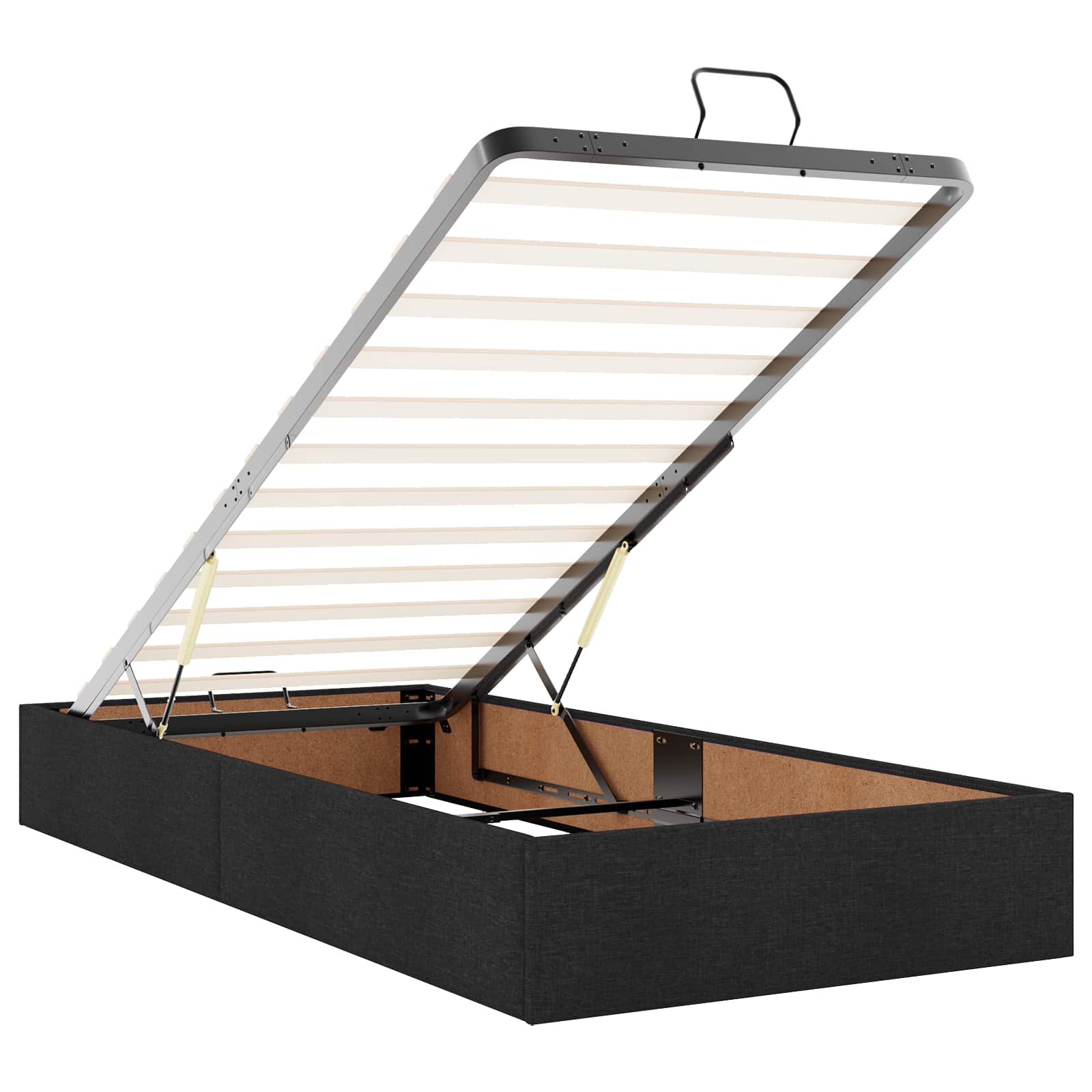 Ottoman Bed met Matrassen en LED Zwart 200 x 200 cm Stof – afbeelding 4