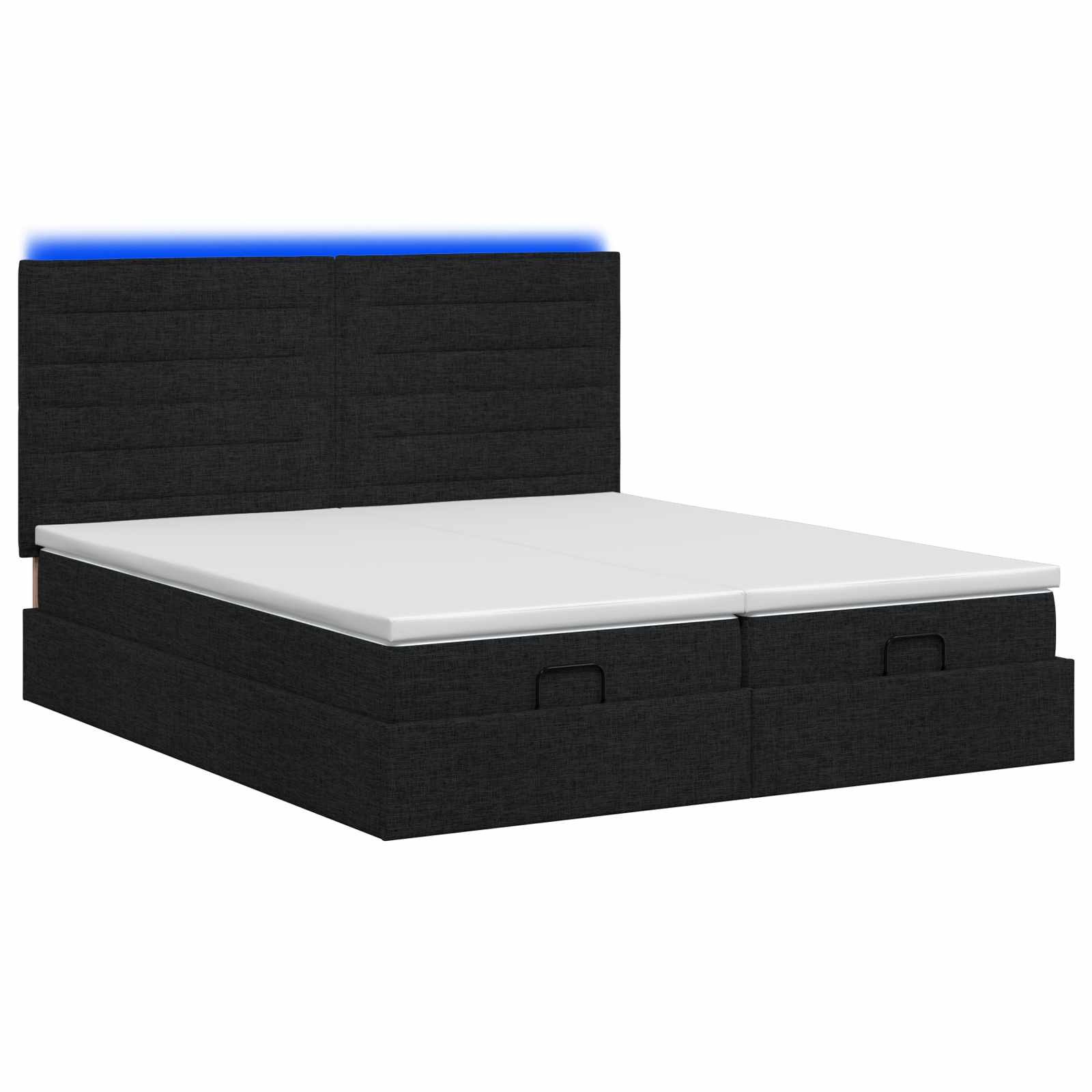 Ottoman Bed met Matrassen en LED Zwart 200 x 200 cm Stof – afbeelding 7