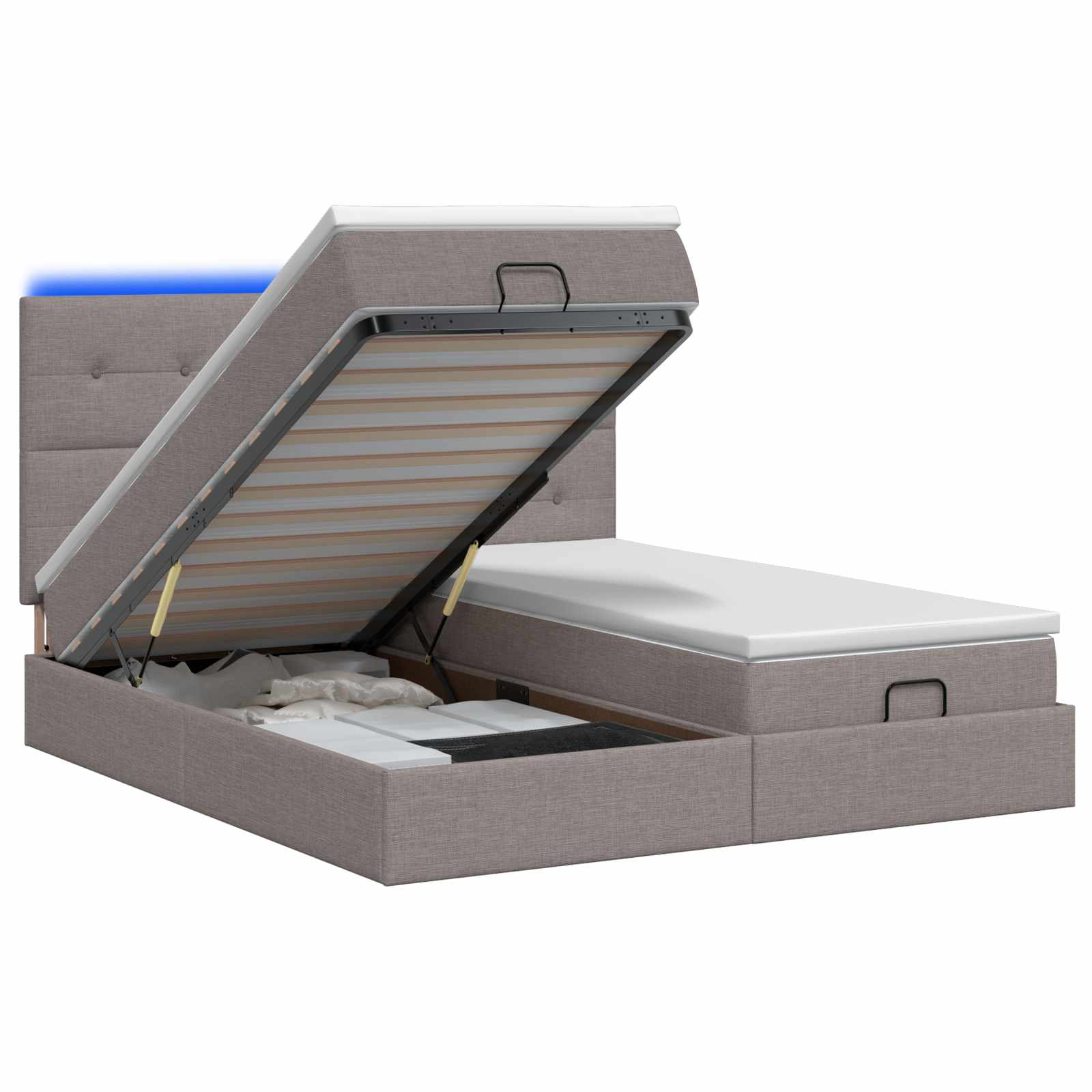 Ottoman Bed met Matrassen en LED Taupe 160 x 200 cm Stof