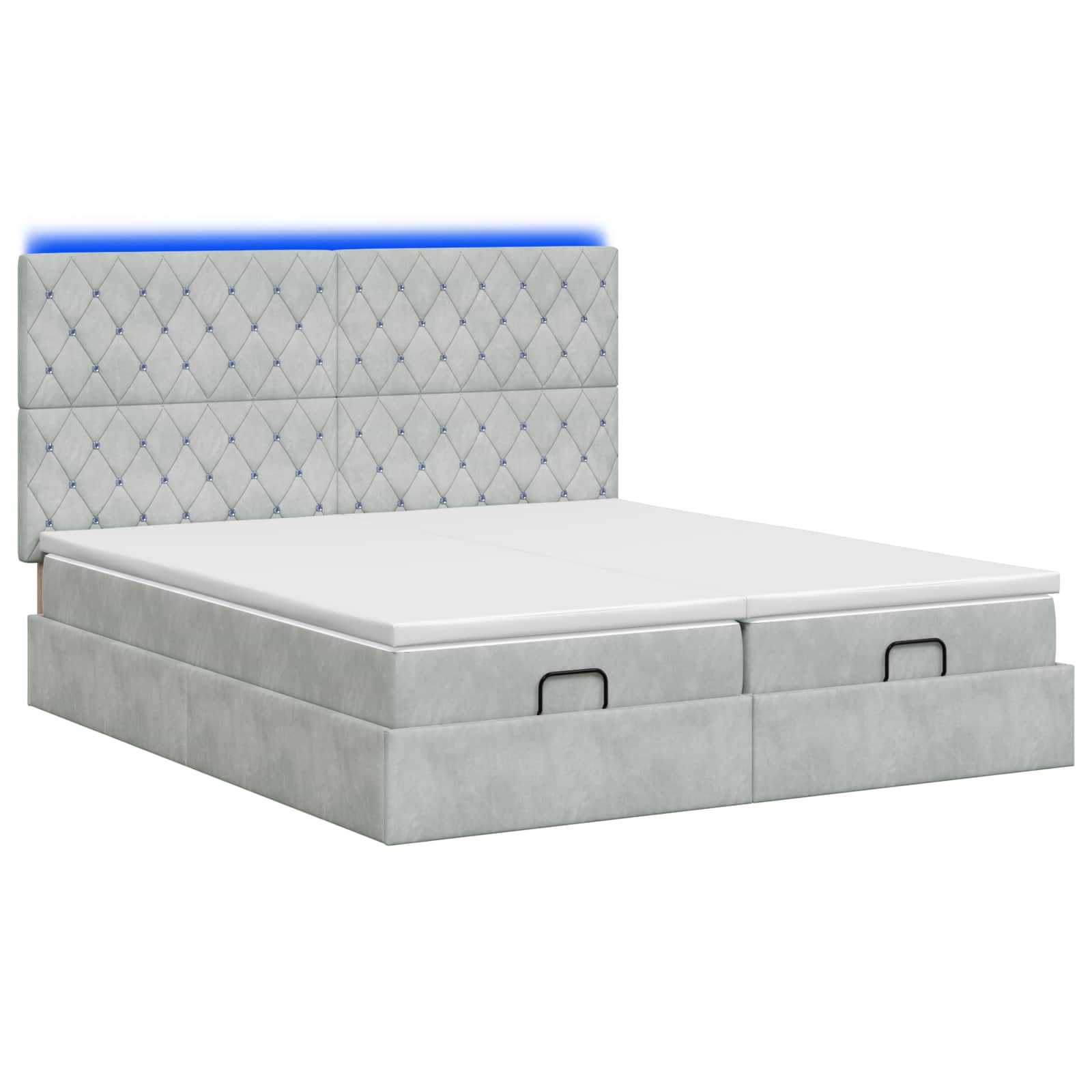 Ottoman Bed met Matrassen en LED Lichtgrijs 160 x 200 cm – afbeelding 7