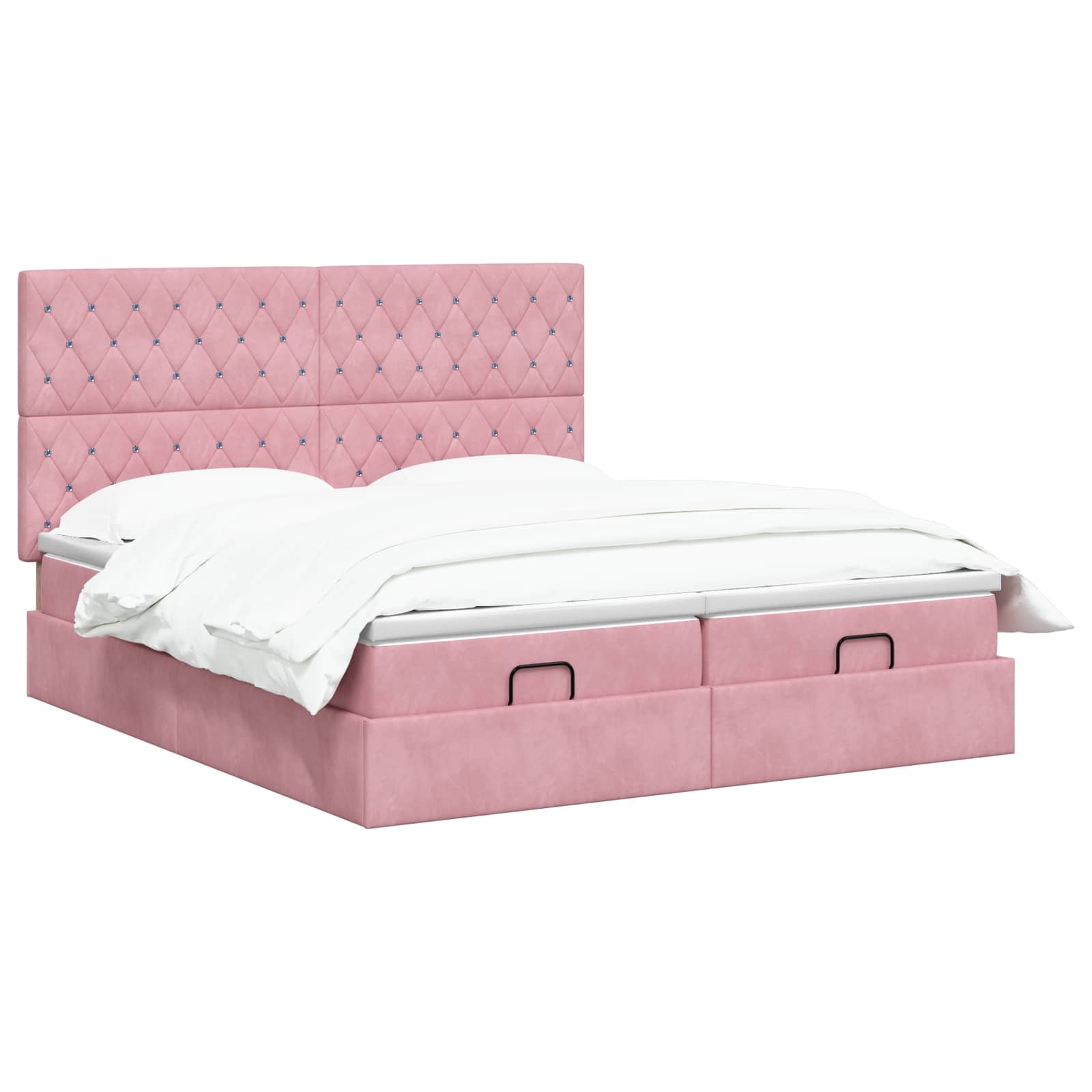 Ottoman Bed met Matrassen en LED Roze 200 x 200 cm fluweel – afbeelding 2