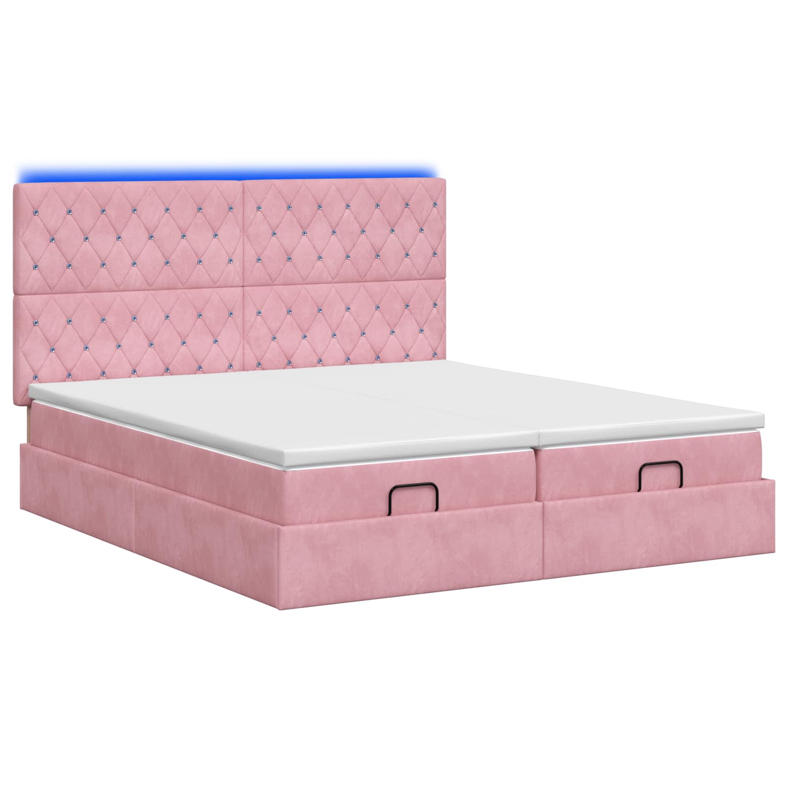 Ottoman Bed met Matrassen en LED Roze 200 x 200 cm fluweel – afbeelding 7