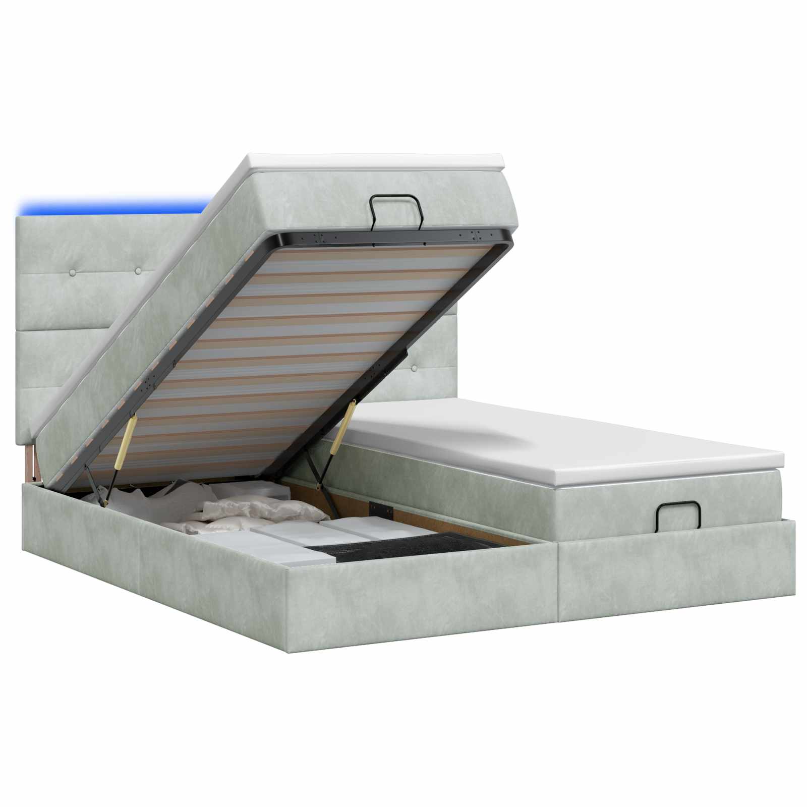 Ottoman Bed met Matrassen en LED Lichtgrijs 160 x 200 cm