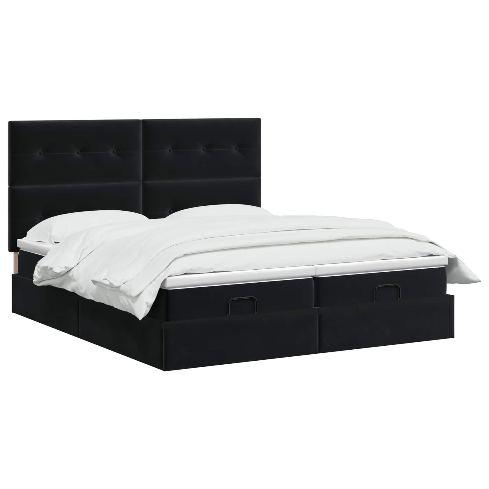 Ottoman Bed met Matrassen en LED Zwart 160 x 200 cm fluweel – afbeelding 2