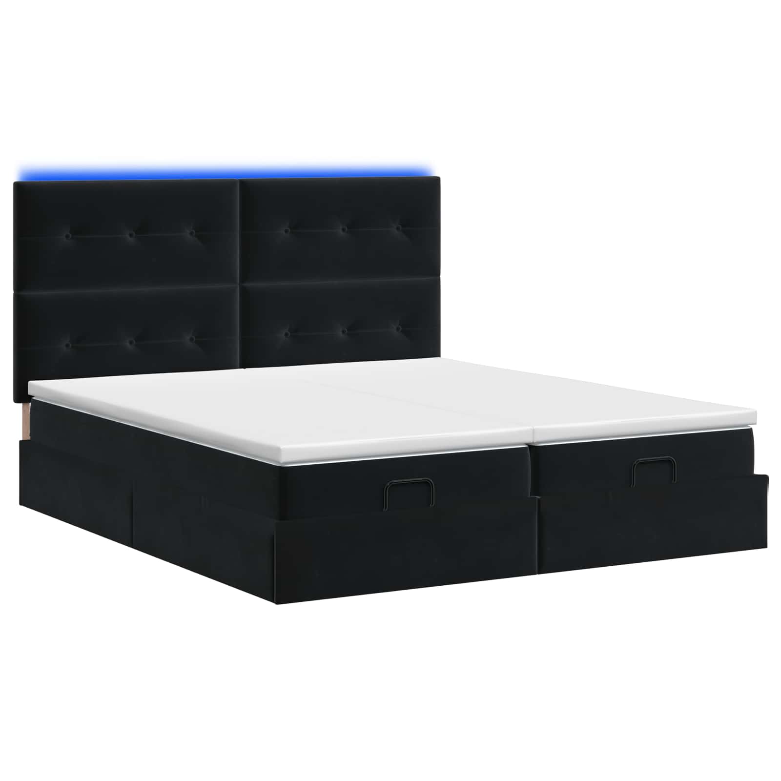 Ottoman Bed met Matrassen en LED Zwart 160 x 200 cm fluweel – afbeelding 7