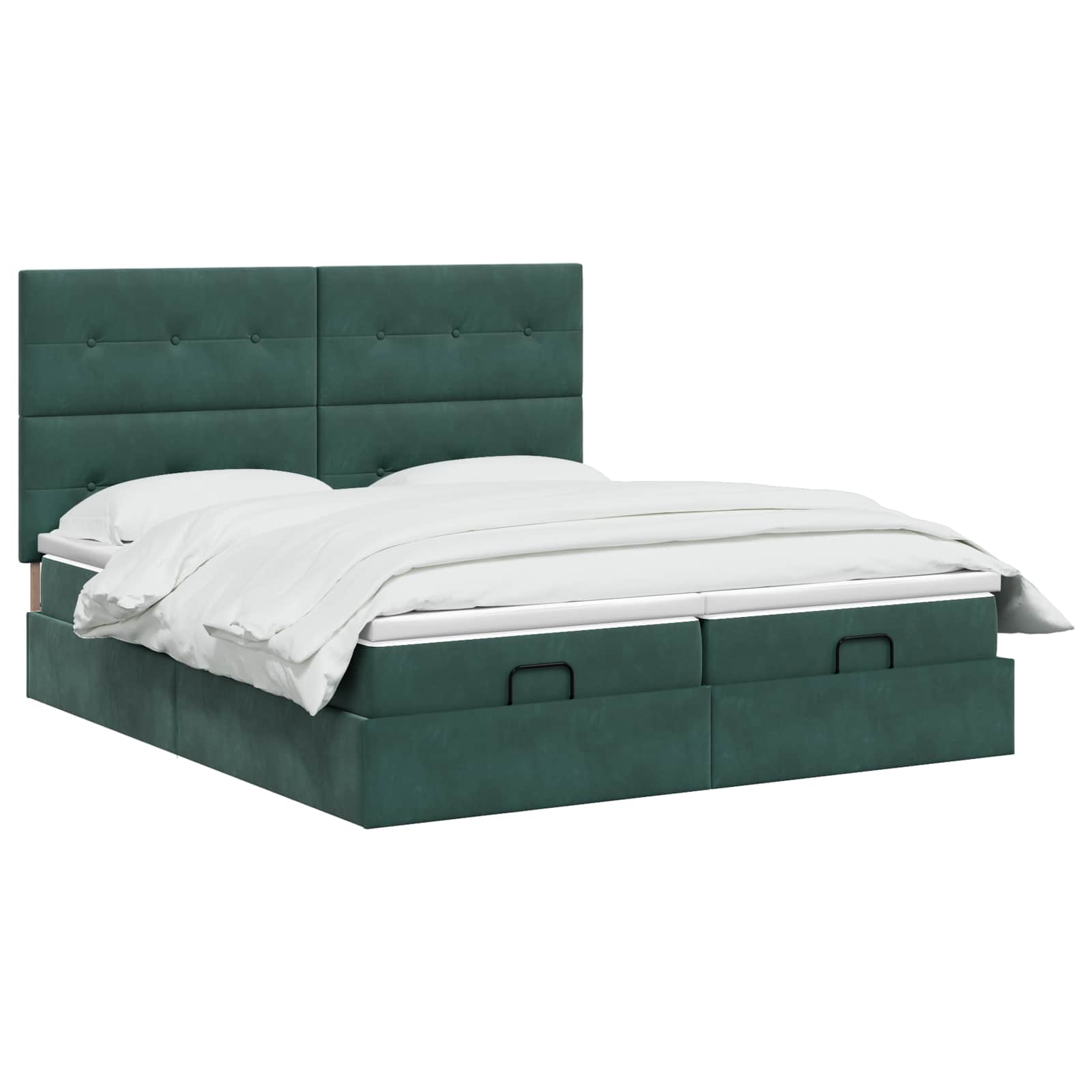 Ottoman Bed met Matrassen en LED Donkergroen 160 x 200 cm – afbeelding 2